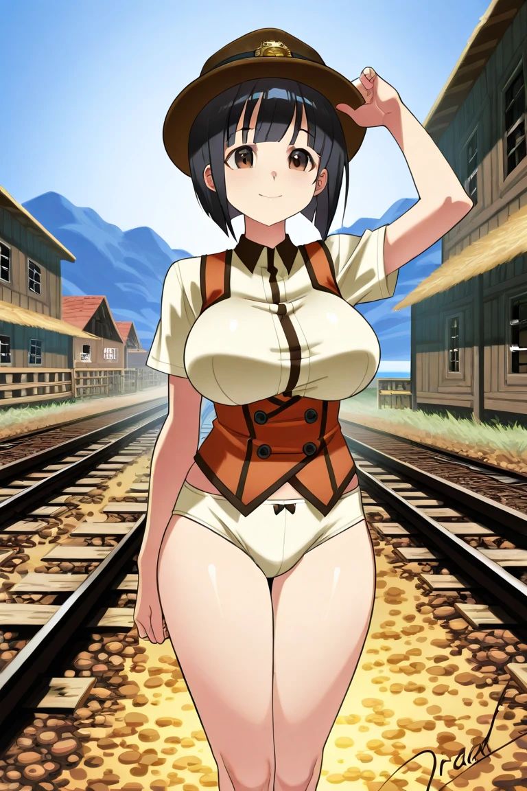 One girl, Bruises, alone, bangs, Hair between the eyes, Side Ponytail, Purple eyes, A light smile, Black choker, clavicle, No sleeve, Black Dress, No sleeve dress, Halter neck, Pleated skirt, Black gloves, belt, Black footwear, akihabara (Tokyo), View your viewers, ice_cream_cone , Perfect hands, Perfect symmetry, Perfect Anatomy, Very detailed, masterpiece, Highest quality, so beautiful, Absurd, style:parsley, (Nipples are visible:1.3)
