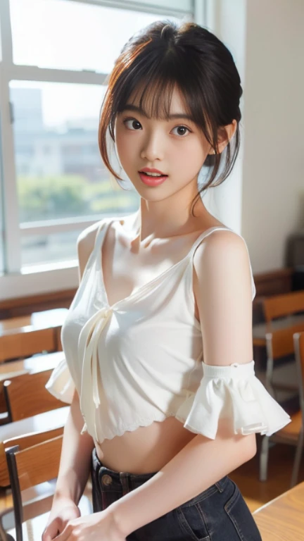 (Happy expression on face:1.26)、Raw photography、(((Ultimate beauty panty close-up shot from below)))、((glistning skin))、女の子1人、17-year-old beautiful girl in Prague、bright expression、((brown haired))、Raise hair、ample breasts、plaid pleated skirt、Lace panties、Panty view from directly below、(Long stockings or pantyhose)、((skirt rift))、((Show panties))、((ultra-detailliert))、(Perfectly detailed face)、(Detailed hand)、(detailed finger)、(Good human anatomy)、Photorealistic images、((​masterpiece、top-quality、ultra-detailliert、Film Light、intricate-detail、hight resolution、ighly detailed))、细致背景、8KUHD、Digital SLR、Soft light、hightquality、Film grain、FujifilmXT3 、Shallow depth of field、natural soft light、Kamimei、