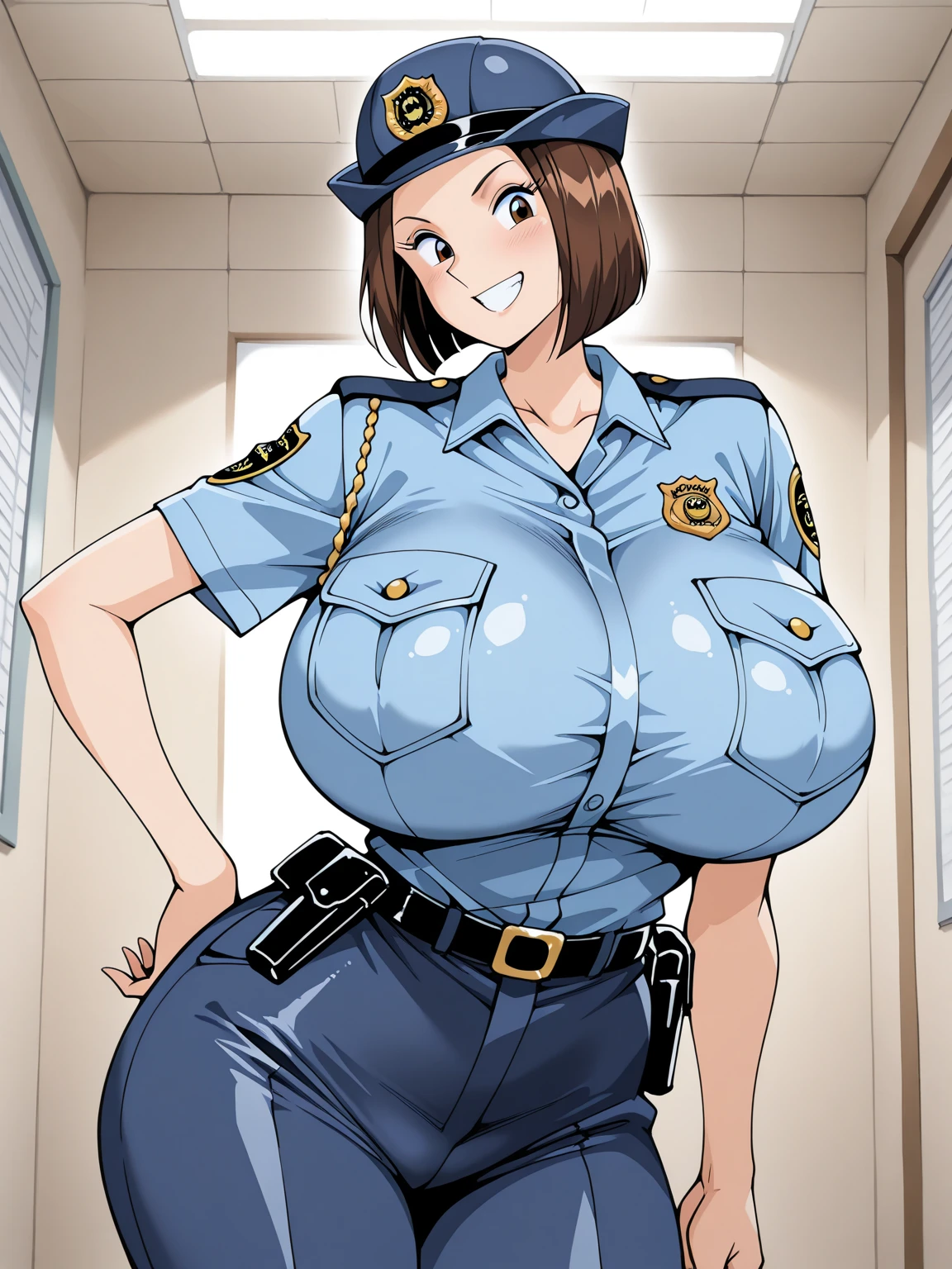 (Highest quality, masterpiece:1.4), (Actual:1.2), (Actual:1.2), (Ridiculous Resources:1.2), 4K, Super detailed, Beautiful girl,Bare Breasts Tied up and put on a go-kart with her nipples spread open, exposing her huge tits A naked policewoman with huge breasts, tied up with rope Super busty with huge nipples Exposed huge boobs Erect nipples Pussy headset Police hat sunglasses Black Stockings Big Ass