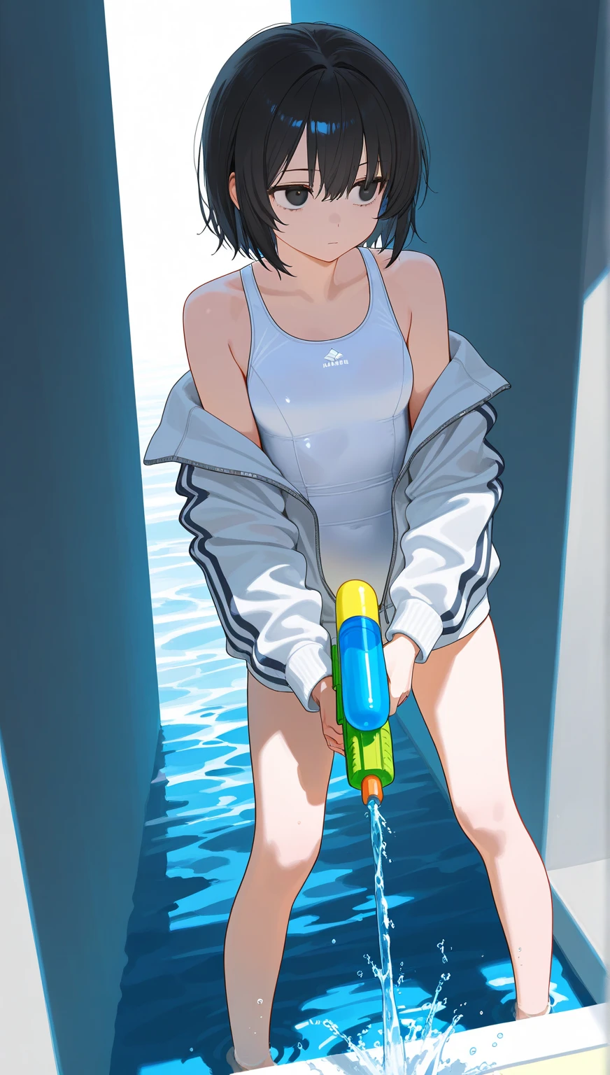 (((Masterpiece))), (((Best Quality))),(Beautiful Detailed anime FACE),Ultra High Resolution, Detailed,(Perfect Anatomy:1.5,View from side:1.3,on all fours:1.5) ,20(nsfw,spanking:1.3,BDSM,),cowboy shot,solo,( year old beauty、Japanese、black hair,short bob hair,black eyes,small head、slender body,ideal ratio body proportions,medium breasts,tan skin,gleaming skin,oily skin,shiny skin,、painful expression、blush、open mouth,(White tennis wear、body-conscious、white tight polo shirt、white tight mini skirt、perfect white panties,sweat:1.3),outdoors、Tennis court、