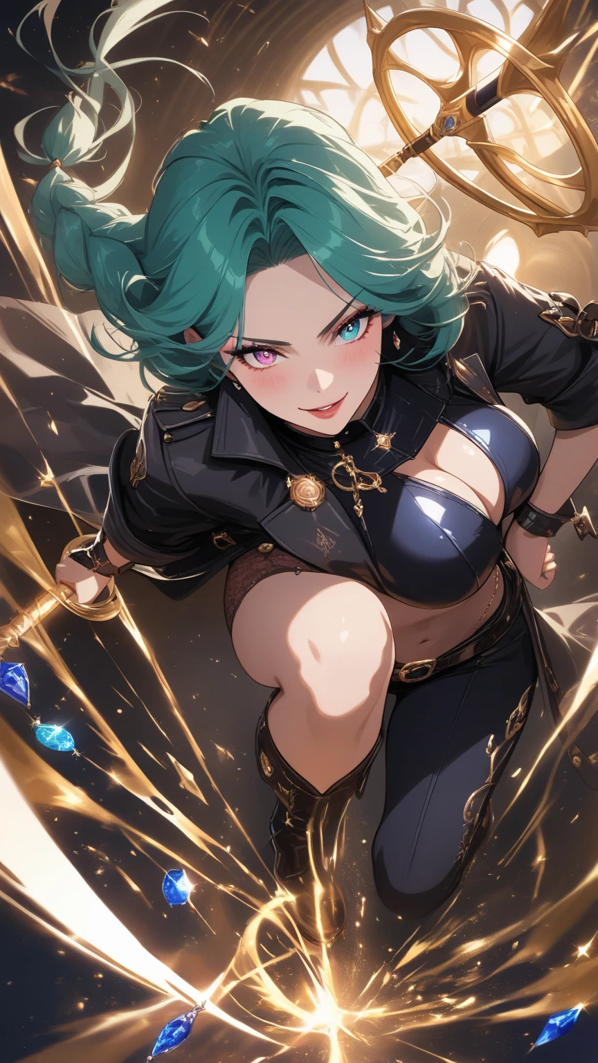 1girls, anime, Cute Girl, hooligan, blank background, White background, fantasy, Very detailed, dark leather fantasy series with highlights., Exquisite Face, beautidul eyes, Dark color, assassin, mediuml breasts, Minor cleavage, nice skin, kawaii, a green hair , Breast blinds, Extremely Delicate and Beautiful, (beautiful detailed face:1.0), (Deep Eyes), Symmetrical chest, deep eyes, steam, oily shiny skin, portrait, slender waist, Hips wider than shoulders, thights
