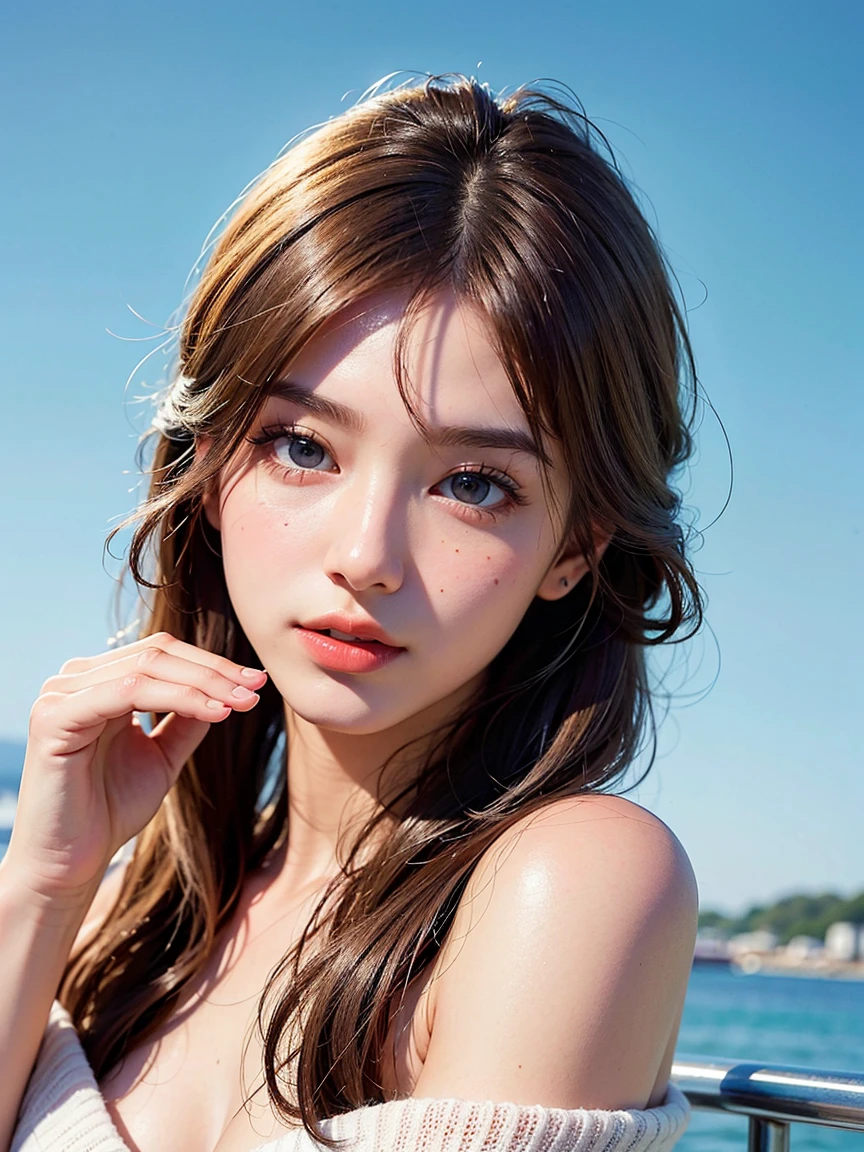 One girl, Small breasts,, (8k, RAW Photos, highest quality, masterpiece:1.2),(Realistic, photo-Realistic:1.37),Very delicate and beautiful,8k,In detail,Beautiful fine details,highest quality,Ultra-high resolution,((Very detailed)),(photo-Realistic:1.37),(((Long Hair)))、((double eyelid))、right eye:((Mole on outer corner of eye))、((Narrow waist))、(slender)、((Tear bags))、((In the sea))、Various bikinis、Various gravure poses、(((Silver Hair)))、((Swimming))、smile、accident