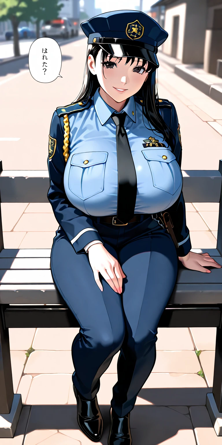 highest quality,masterpiece,8k,1girl,((((((10 years old)))))),((big breasts:1.3)),blush, sweat,black hair,long hair,((policewoman:1.3)),mini skirt,lift skirt,upskirt,white panties,black thighhighs,squatting,open legs,((tied wrist, handcuffs, arms up, blindfold:1.1))