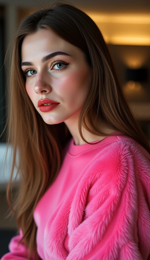 <lora:Violet:.7>, seductive expression, expressive , seductive, sexy, aroused, upper body, at front, portrait, simple background, dark background, <lora:GoodHands-vanilla:0.8> better_oppai, small breasts, , long hair, Varsity Red liquid eyeliner, earrings, necklace, Millennial Pink metallic lipstick , Ruby Red (hooded sweatshirt), hoodie, hood