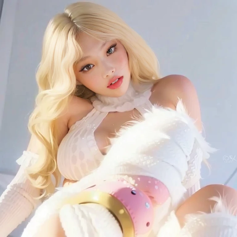 (hyperrealistic), (illustration), (high resolution), (8K), (extremely detailed), (best illustration), (beautiful detailed eyes), (best quality), (ultra-detailed), (masterpiece), (wallpaper), (detailed face), solo, (dynamic pose), 1 girl, (white wavy hair), Korean, heterochromia, small moles under the eyes, big breasts, long legs, tight abs, (camel toe) (Clear underwear) (legs apart) (appropriate posture) (provocative) (sexy) (feminine sitting position) (multiple photographic angles)