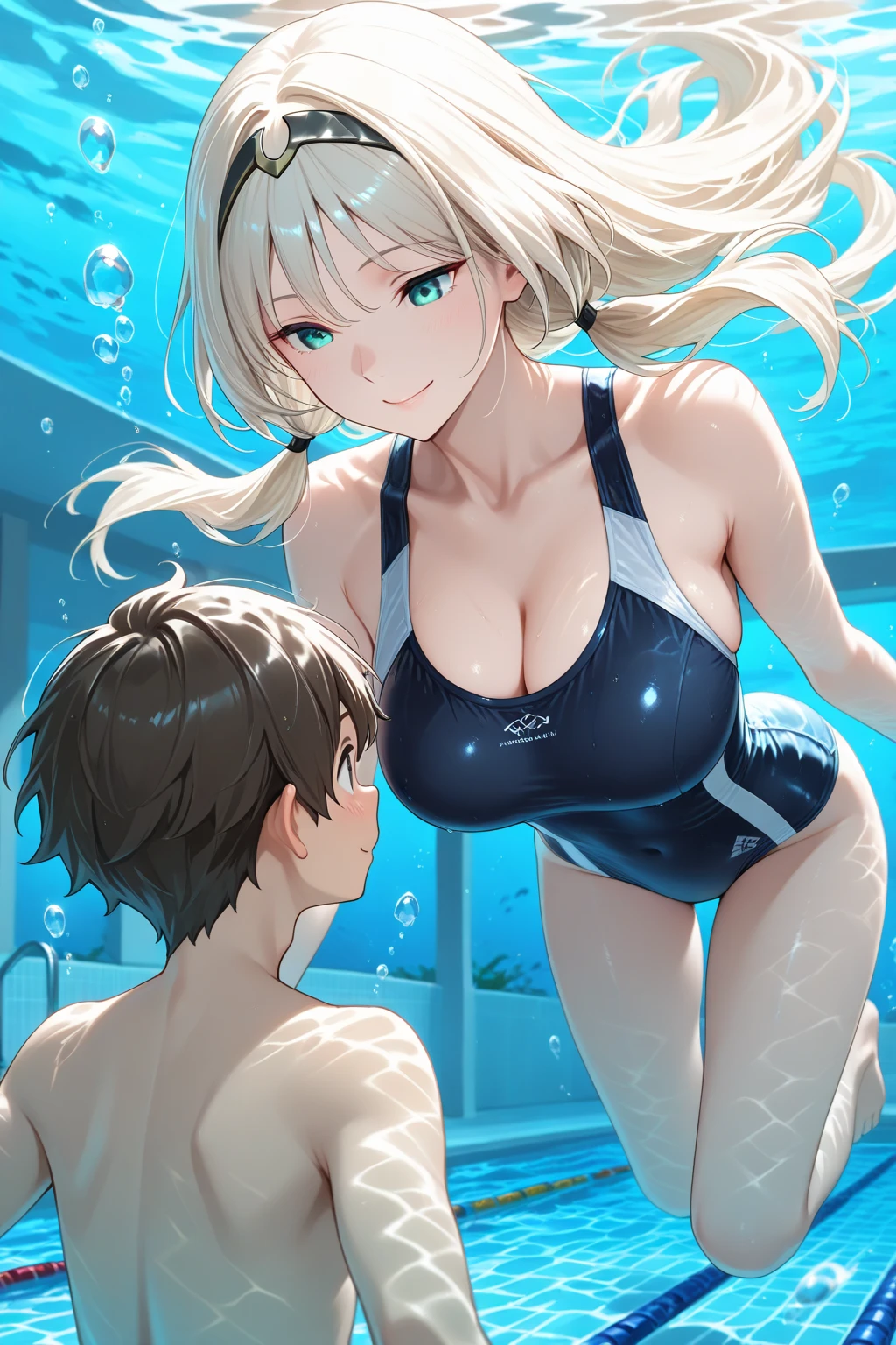 score_9, score_8_up, score_7_up, source_anime, (lying on back),from above floor,((((wrestling ring)))), ((1girl)and(1shota boy)),(height difference),hetero, 1girl,((((miyako(swimsuit)/(blue archive/)))),(fighter:1.4), (long hair,ponytail),white hair,bangs, purple eyes, (midium breasts), covered navel, collarbone, pale skin,shiny skin, ((She wears official alternate costume, dark blue frilly swimsuit, hair ribbon)),(rolling eyes:1.4),(ahegao),(trembling),clothing aside, cum in pussy,(cum on clothes:1.4), cum on breasts,cum on body,cum facial, bukkake, cum in mouth,cum on hair,(excessive cum), (1shota boys,short stature:1.4),((smug)), small penis, fellatio, (((irrumatio))), sobbing, ((((head back,look up reverse_fellatio, irrumatio from head)))),((((rape,veiny penis,vaginal penis,missionary sex, fellatio,deepthroat,motion lines,^^^,exccesive cum)))), open mouth,penis in mouth, irrumatio,swallowing penis,clothed sex,