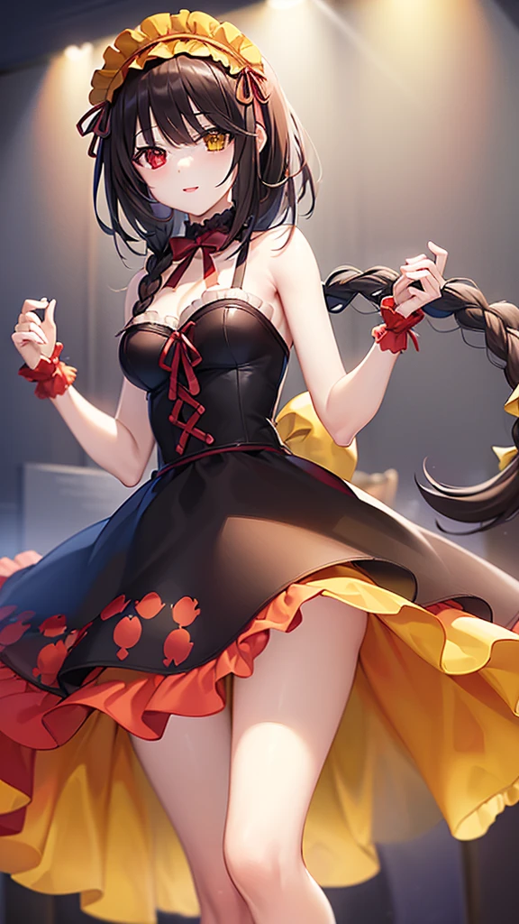 (Super big breasts:1.5)、Abusive smile、(Looking up from below:2)、(Raise one leg:1.5)、(Show the soles of your feet to the viewer:2)、(Show the soles of your feet close up:2)、High-leg bondage、Plain black stockings、Enameled knee-high socks、Enamel Long Gloves、Strap-on、Ultra glossy、Shiny skin、Detailed picture、girl、25-year-old woman、Crotch line、Erect nipples、Big nipple piercings、choker