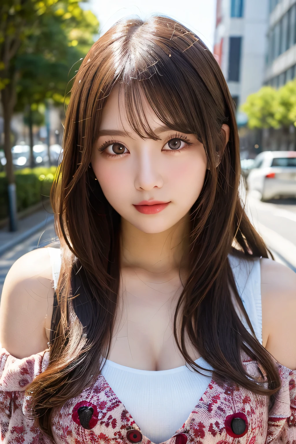 (masterpiece:1.5)、(Realistic:1.5)、(highest quality:1.4、8k、RAW Photos)、
Ultra-high resolution、Professional Lighting、Perfect dynamic composition、indoor、
Film Grain、chromatic aberration、(Bokeh:1.1)、
Frank、Sophisticated、Charm、Surreal、High detail、Golden Ratio、
(1 girl)、Slender girl、Delicate and charming girl、Cute Woman:1.4、
Serious expression、Looking at the audience、
Light brown hair、Shiny Hair、Random Cute Hairstyles、
Beautiful, clear skin、Realistic looking skin、
Shut your mouth.、Natural color lip、Fine grain、double eyelid、Thin arms、
(Wearing a tank top)