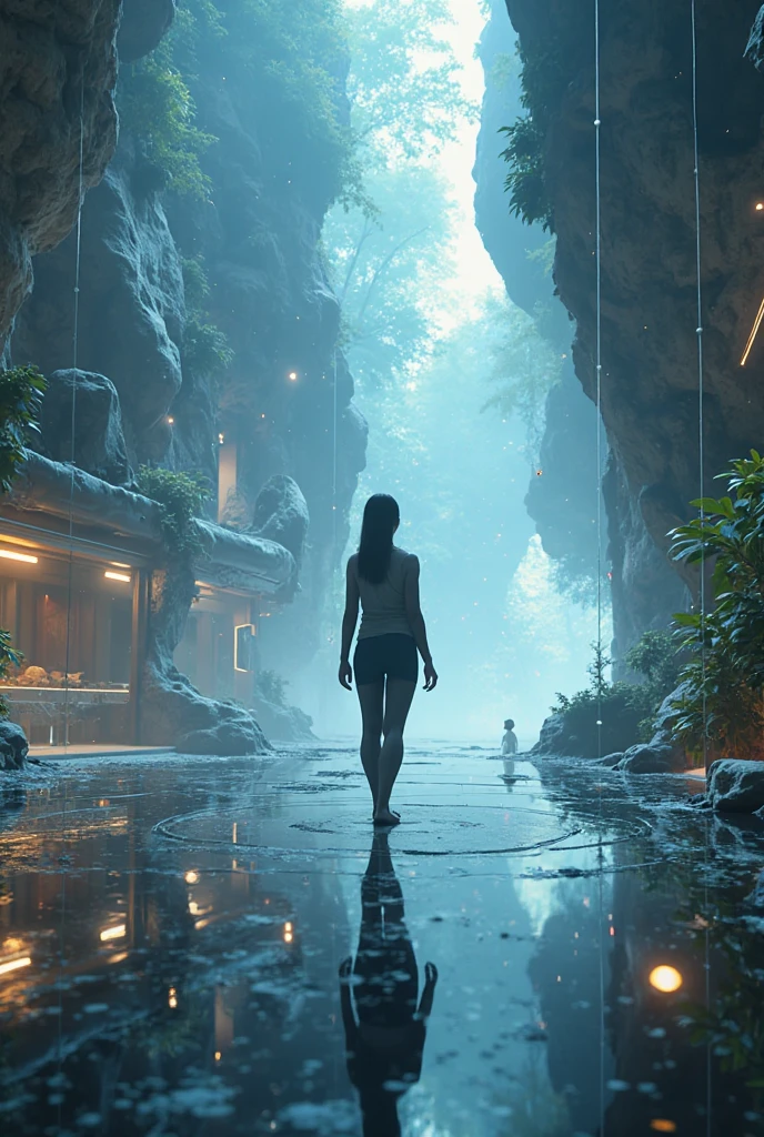 ((8K Ultra Resolution)), ((photorealestic:2.0)), It is glossy and smooth, (( 3DMM (3DMM) (3DMM (3DMM)))), dramatic  lighting, shower, soggy, Transparent with water and transparency, shame, ((unreal-engine:1.8)),  ultra-definition, The ultra-Highres, Fantasy, with dramatic lighting, Lights falling in the showers, raining, materialization,Fantastic proportions of the body, perfect body figure, Showers and darkness, Partly clear, glaring, It's all dim lighting, But it's partly dazzling, Face details