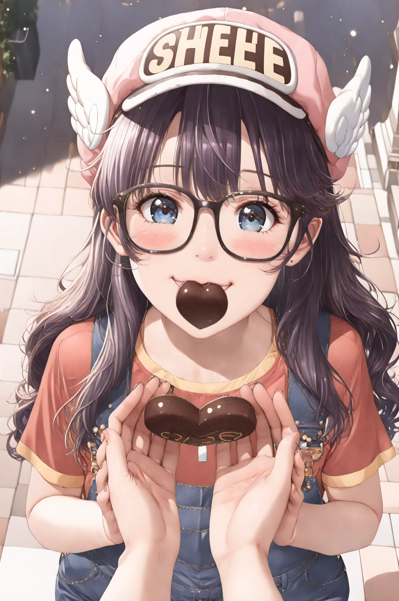 girl,((Cute glasses)),((♡)),((flying Heart's)),((Lovehotel background:1.3)),(close up of face),((NSFW:1.3)),((fellatio:1.25)),((Hina Festival)),(()),