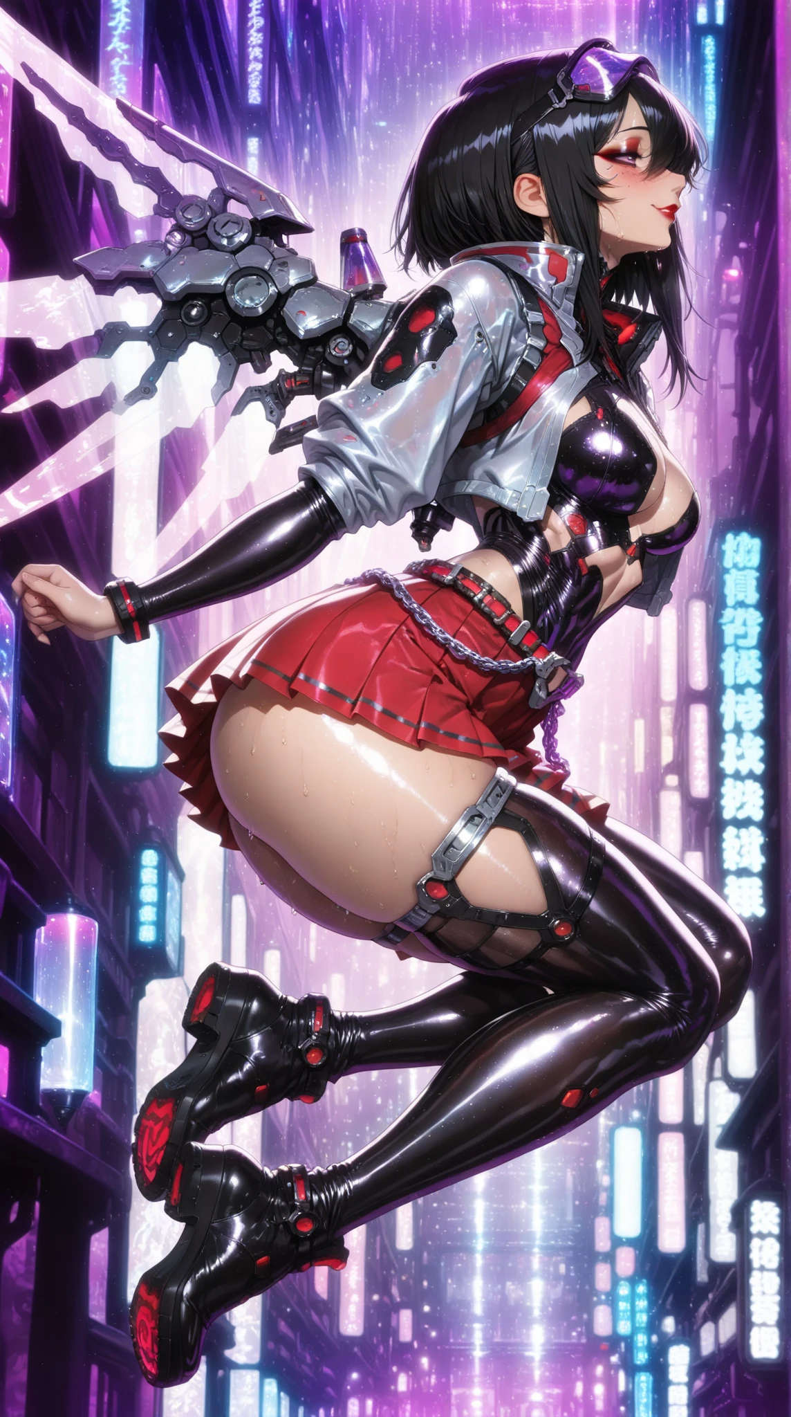 Beautiful nipple stand、1 Girl, ( Looks very young:1.2) , (Flat Chest:1.2), A female superwoman Looks very young.... ,, {{cute:1.3}}, trembling:1.3}3, , Black Hair, ponytail, gloves, moon, 肘用gloves, Brown eyes, night,, Looking at the audience, Angry face with open mouth,満moon, 黒いgloves, Long Hair, belly button, Scrunchie, bangs, Expose your shoulders,Dynamic leg spread pose:1.2, Please bring your stethoscope:1.2,東アジアのarchitecture, Near the sky, architecture, Side Lock, ヘアScrunchie, Outdoor, Sky Porn,Ezvian everywhere:1.3, (She is still a 10-year-old girl.............、Beautiful slender body、 )、 (A gal showing off her flashy pink pants in a miniskirt),(Small breasts, Small breasts, Tight waist)、(大量のTentacles:1.2, ぬるぬるしたTentacles:1.3,Tentaclesに拘束される:1.3.Tentacles ),((superwoman loves ぬるぬるしたTentacles.. :1.3)),Browsing Caution:1.3