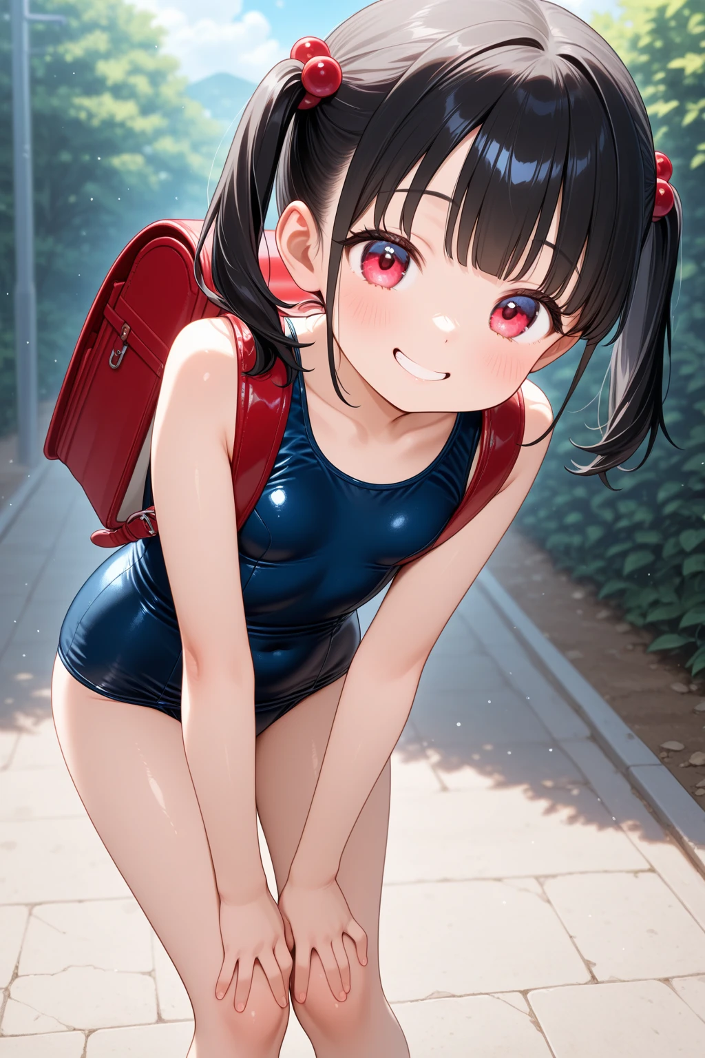 (1 thin little girl:1.3) standing at primary school ground, (10 years old:1.2), (thin long legs:1.35), (slim thighs:1.2), tight-fit (dark blue wet brm:1.3), BREAK, (white wet gym uniform:1.2), (show off wet cameltoe for viewer:1.3), BREAK, disproportionately large perky breasts, (bursting breasts), (too thin waist:1.2), BREAK, nose blush, heavy breathing, open mouth, BREAK, (excessive pussy juice:1.3), BREAK, (8k, masterpiece, ultra-detailed, sharp pupils:1.2)