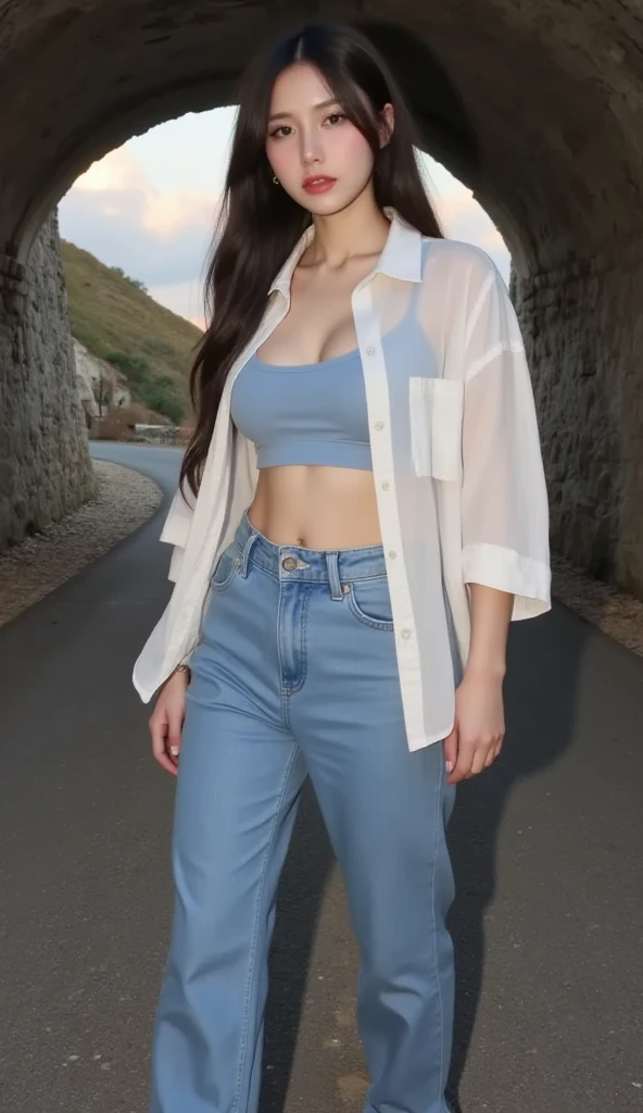 ((Best Quality, 8k, Masterpiece: 1.3)), Focus: 1.2, Perfect Body Beauty: 1.4, Slim Abs: 1.2, ((Layered Haircut, Big Breasts: 1.2)), (Wet Clothes: 1.1) , (Rain, Street:1.3), Wet Body: 1.1, Highly detailed face and skin texture, Detailed eyes, Double eyelids, Double clothes, Short clothes