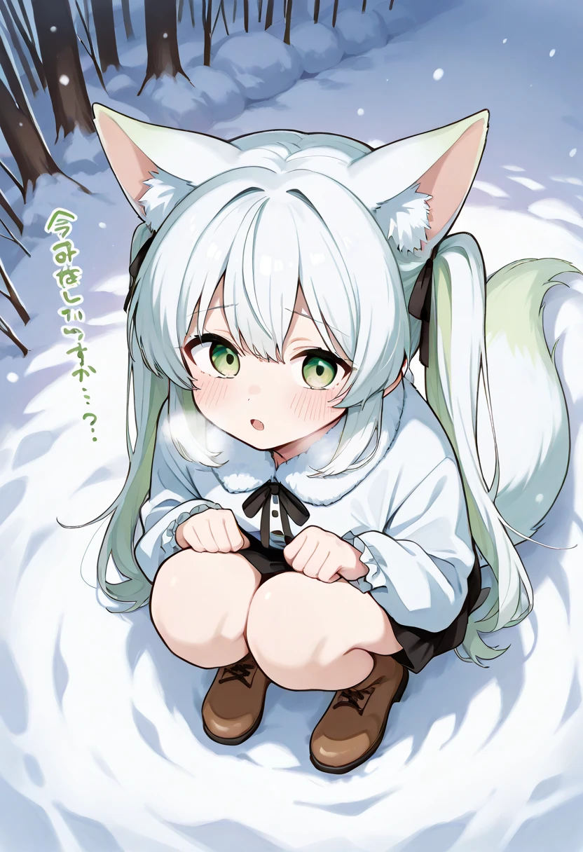 (masterpiece:1.2,high quality),8K,High resolution,A seven-year-old girl,cute girl,Sunohara Kokona(blue archive),white hair,long hair,light brown eyes,,cat ears,Halation,heart ahoge,cat ears,laughing,skin fang,saliva,Wear a white hoodie,no shorts,Strawberry pattern panties,Bows on panties,Lying in the forest,There are flowering trees on both sides,primary school student,thigh,Calf,white socks,cat tail,alone,(Put your hands in your pockets)