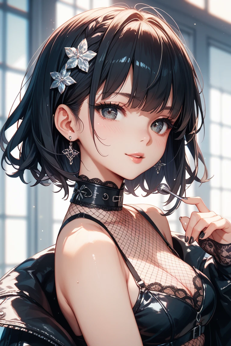 (small breasts:1.2), (perky chest:1.2), (pointed chest:1.2), (Pudding cake magazine cover:1.3),(from below:1.0),(shoot from the side:1.1),masterpiece, 1girl, Amazing Cleavage:1.1, thin waist, optimum,tmasterpiece,hight resolution,best qualtiy,hyper HD,super detailing,awardwinning,a 18yo cute girl,(The upper part of the body),anatomy correct,Beautiful Black miniskirt,garters,Gaze,Small face,bangss,holster,Beautuful Women,hands up,leg holster,Gaze,black boots,Cowboy Shot,cute face,a blond,Longhaire,Twin-tailed,Braids, Hairline,(scarlet eyes),long eyelasher,Hanging eye corners,White skin of the, ((see through camisole:1.1)), ((Sheer nipples:1.0)),Rocket Tits,(Slim body),smile,seductive weak smiling,(with sparkling eyes and a contagious smile),little open mouth, Looking at Viewer,