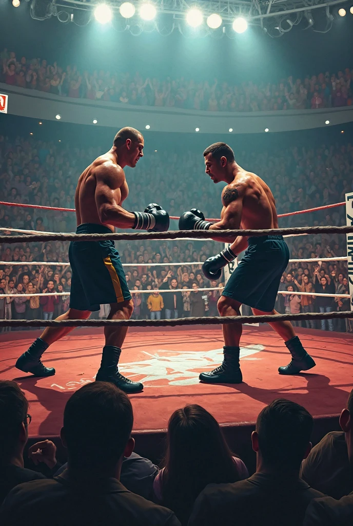 Make a person fighting in a boxing ring a gym building
