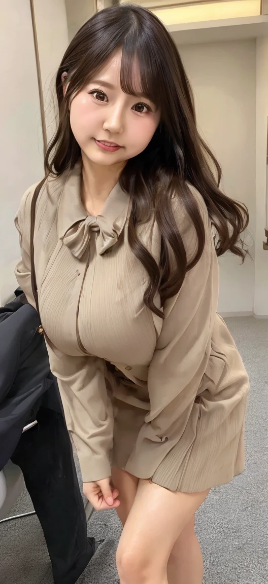 Japanese ID, Mature Woman, ((Around 40 years old, slightly chubby, round face)), Glasses, Black hair without bangs, Long Hair:1.65, Big twin ponytail:1.79, Flashy makeup, Fuller lips, Sexy Gaze, cute, ((dressing)), looking at the camera, Low angle shooting, cuteアヒル口,((Very accurate and correct ???????)), (masterpiece:1.3), Perfect Proportions, Realistic photos, Full Shot, whole body, ((height: 148cm)), High heels, loafers, (2 Foot, Two Arms), ((Panty shot))