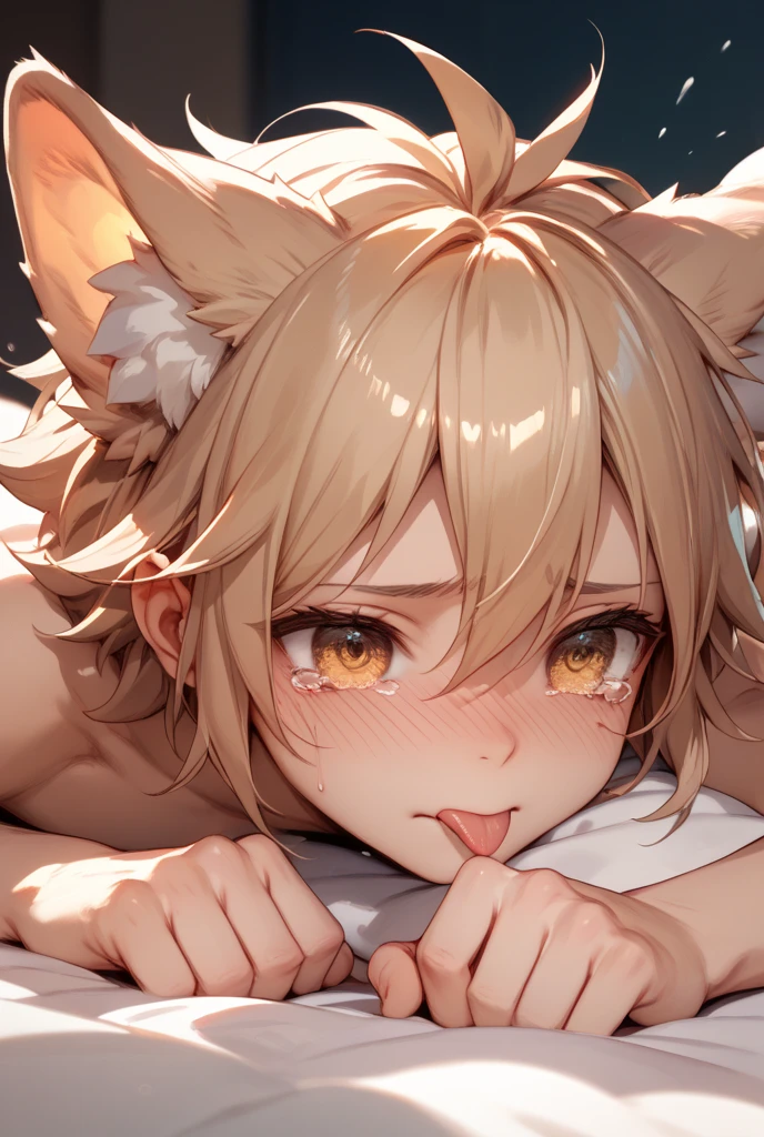 nsfw,1girl,pov,High angle,portrait,nyan,in heat,catgirl,masterpiece, best quality, very aesthetic, absurdres,medium shot),(front View),(medium shot:1.3),(hair over breasts:1.3)