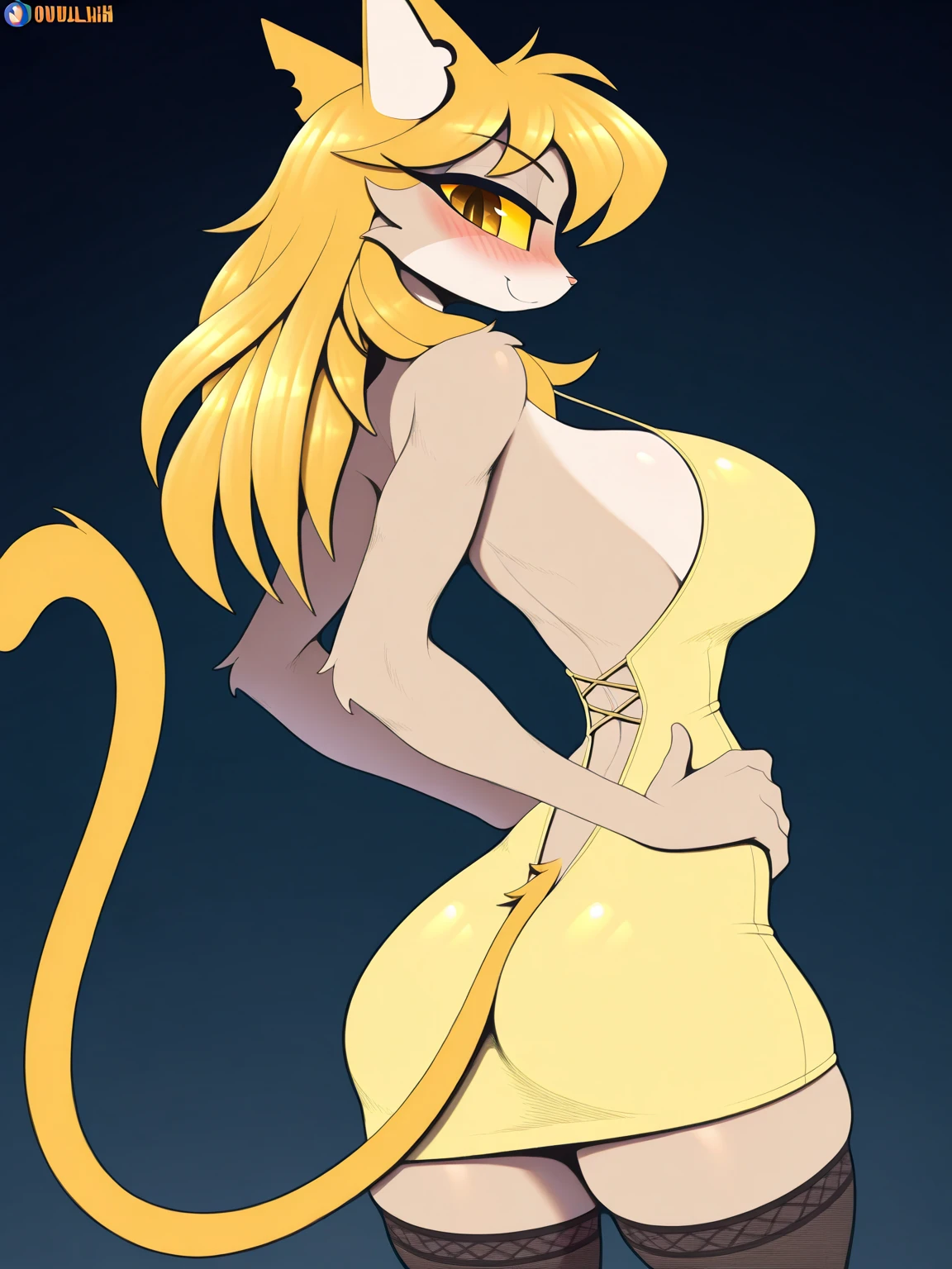 HDR,high quality,high-definition,extremely detailed,1girl, yellow skin, animal ears, (tail:0.8), black eyes,