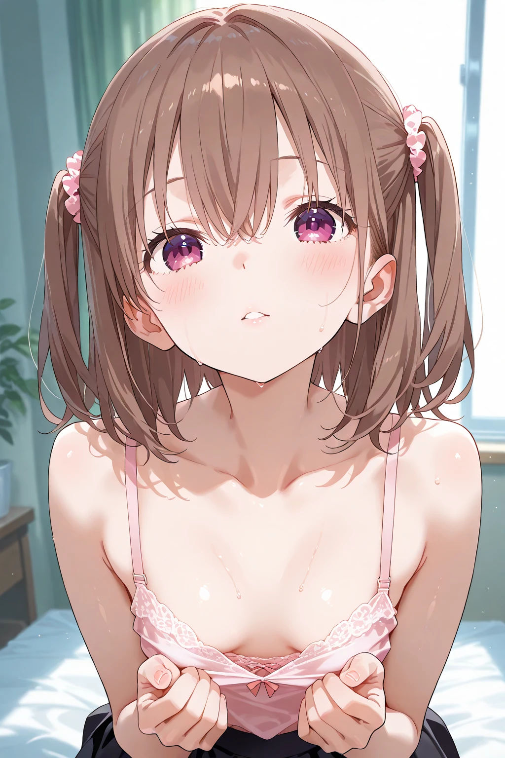 rest one's chin on one's chin,on bed,completely nude, nsfw,blush,
very cute female ,10 yo,shiny hair,flat chest,
solo, 1girl,
masterpiece, best quality,ultra-detailed,