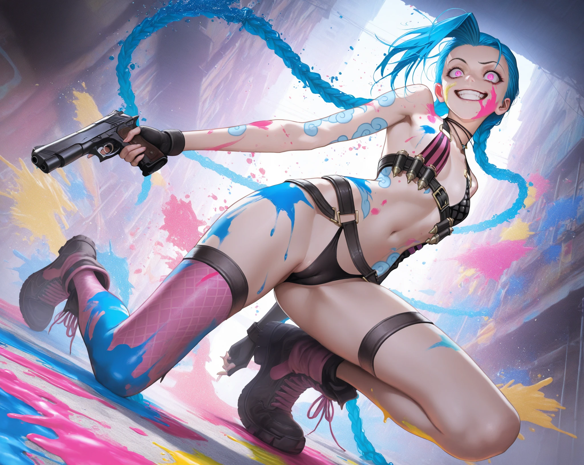 ultra-detailed, Explicit, Beautiful body, Beautiful Nose, Beautiful character design, perfect eyes, perfect face, ultra highres, 4K, beautiful legs, perfect legs, Nice hands, Perfect hand, Masterpiece, Best Quality, Highly detailed, illustration, absurdres, street fighter, doll suit, shadaloo doll, dollsuit, expressionless, blank eyes, looking at viewer, red gloves, emotionless, black latex, corrution, mind control, female combatant, full body, hypnotized, unhappy trance, full body suit, ribbed bodysuit, both arms at side, obey, perfect female body, extremely glossy latex, hypnosis, hypnoLora, empty eyes, Mind control device, poses, submissive_pose, Slave, hat, necktie, stand up straight, standing, standing at attention, hat, necktie, belt, latex, ribbed bodysuit, thighhighs, garter belt, Fighting Stance, extending the right arm from the shoulder into the air with a straightened hand, nazi saluting, military, military saluting, salute, thigh boots, 1girl, Einst Alchimie, SRWOG, blue hair, longhair, ponytail, red eyes