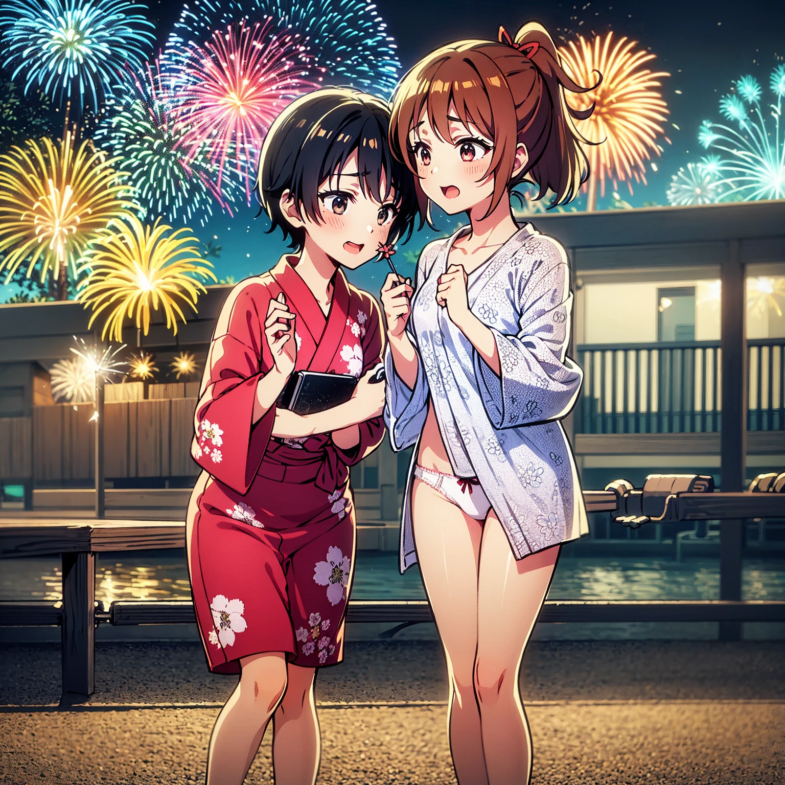 (Very detailed,High resolution,masterpiece:1.2）Japanese、Night view, Starry Sky、milky way、七夕の竹飾り Light brown hair. Big fireworks、(Highest quality:1.2), 20～40-year-old woman、Small breasts、Very detailedな, High resolution, masterpiece:1,2, Vivid and colorful,, Professional Lighting, Physically Based Rendering, Flat Color:0.8, Detailed illustrations, realism:1.37, Makoto Shinkai style, Your name style, Light brown hair, Elegant update,ponytail, Hairstyles such as chignon, Laugh together, Dynamic pose, Selfie, Full body older sister、。naked、Show off your full breasts, Areola、Nipples、I love you 、Bitch、Obscene、Small breasts、Pubic hair is visible、Genitals are visible、The whole body is visible、Anime Drawings、figure。The whole body is visible、All naked、A group of several people