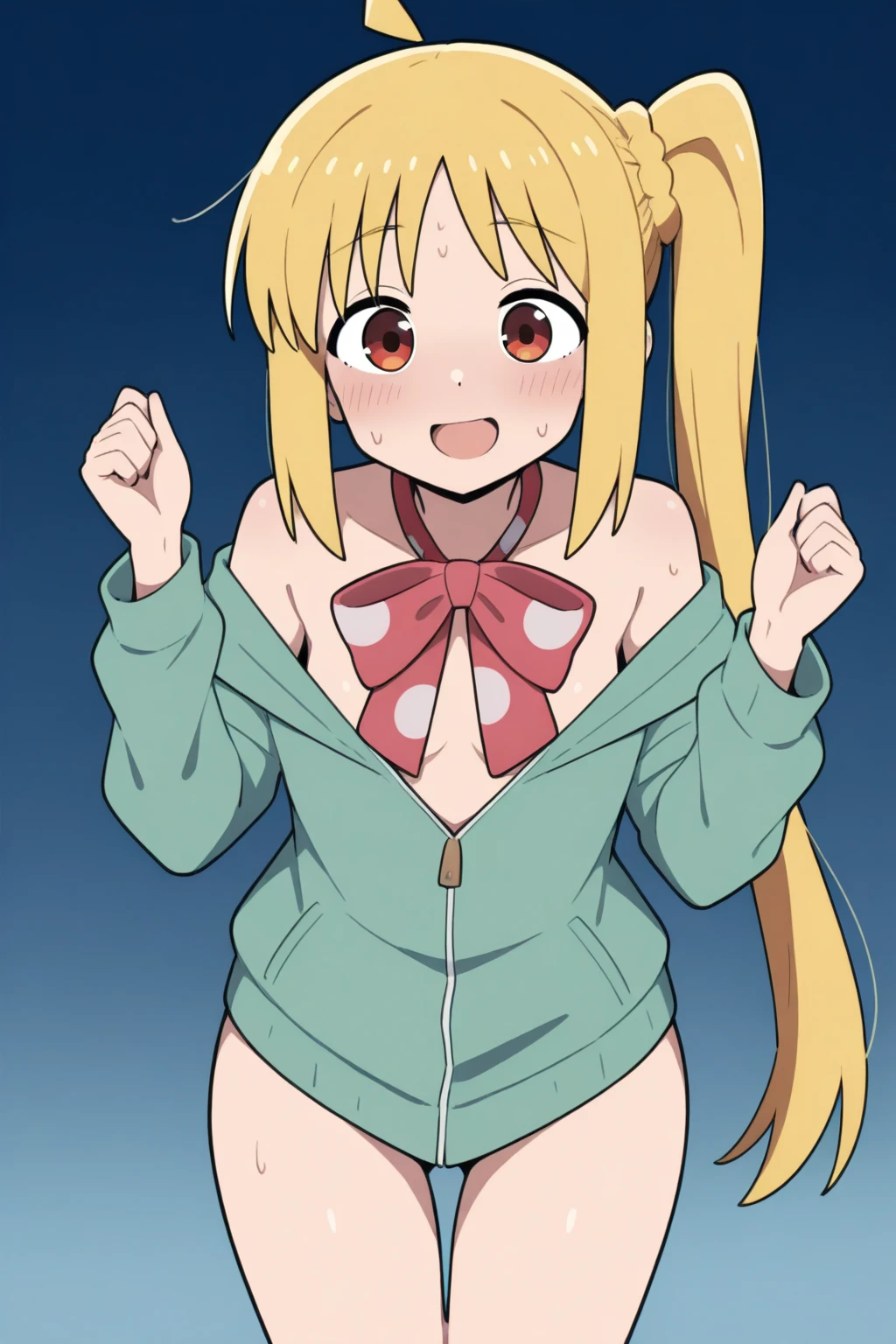 , アニメ, Petite little small junior body, Small breasts, Small breasts, Small breasts, topless, topless, topless, Nipples are visible, Nipples are visible, Nipples are visible, Large nipples, Kasugano Urara, blonde hair, twintails, pink scrunchie, brown eyes,
, purple jacket, cropped jacket, red bowtie, blue dress, short dress, pleated dress, little small junior body, Small breasts, Small breasts, Small breasts, topless, topless, topless, Nipples are visible, Nipples are visible, Nipples are visible, Large nipples,