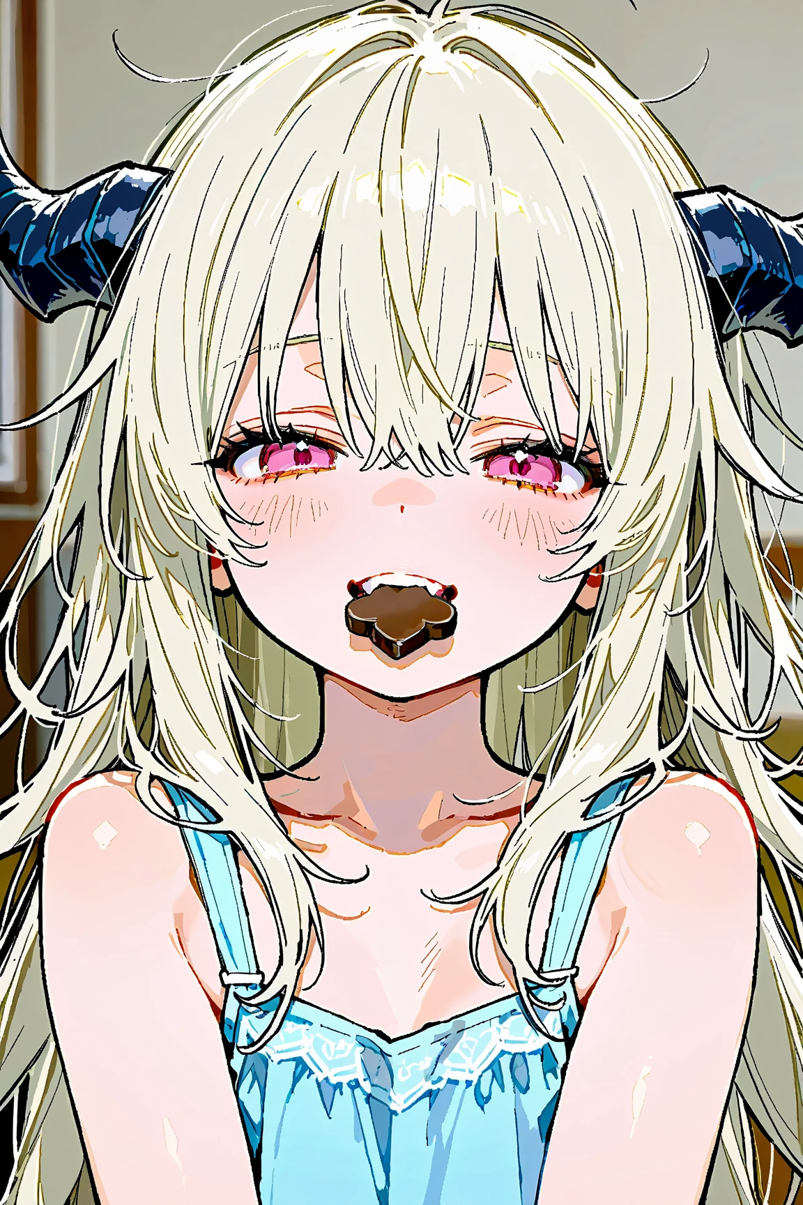 (safe:1.10), best quality, masterpiece, highres, solo, (kanna_bluearchive:1.10), portrait, looking at viewer, 14 , blush, open mouth, big mouth, tongue, tongue out, close up, saliva, uvula, uvula, room, mouth focus, excessive saliva, giantess, selfie, huge mouth, nude, indoors, large tongue, long tongue, one eye covered, sharp teeth,eye covered by hair,