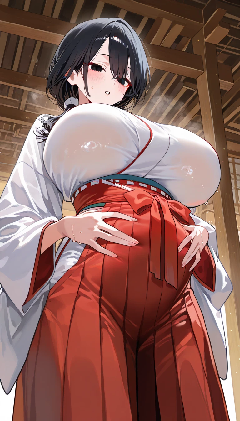 A beautiful 15-year-old pregnant princess from the Sengoku period with long black hair Gorgeous embroidery, Ultra glossy, She is wearing a shiny red long-sleeved floral layered kimono.... Red kimono jacket She is forced to embrace an old man in front of her lover. Intense foreplay Fluid spurting from her nipples The old man licks her breasts