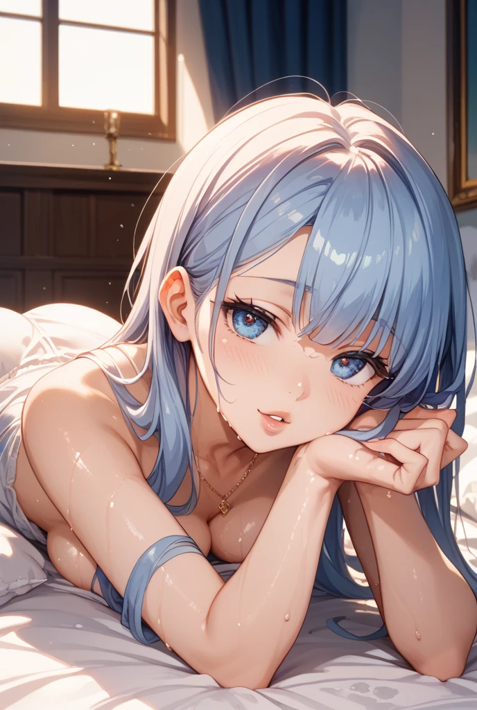 Beautiful Sexy Woman Actress in Lingerie Bed Neckline Sexy Transparent Sweaty Wet Realistic Well Detailed High Resolution
