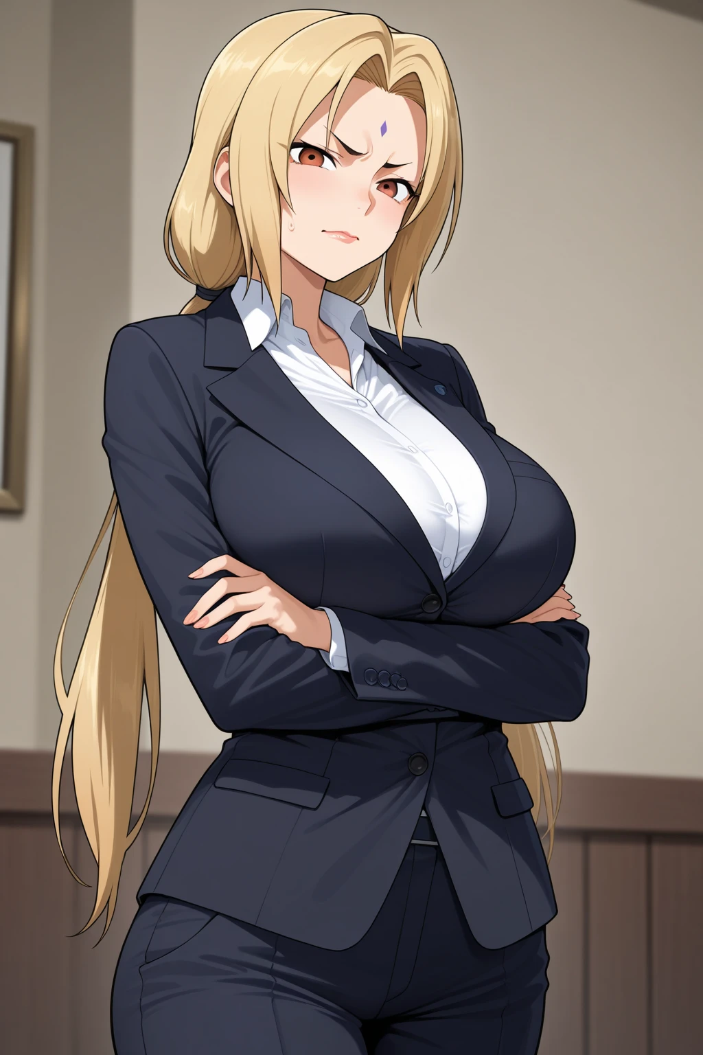 Saber big breasts business suit company