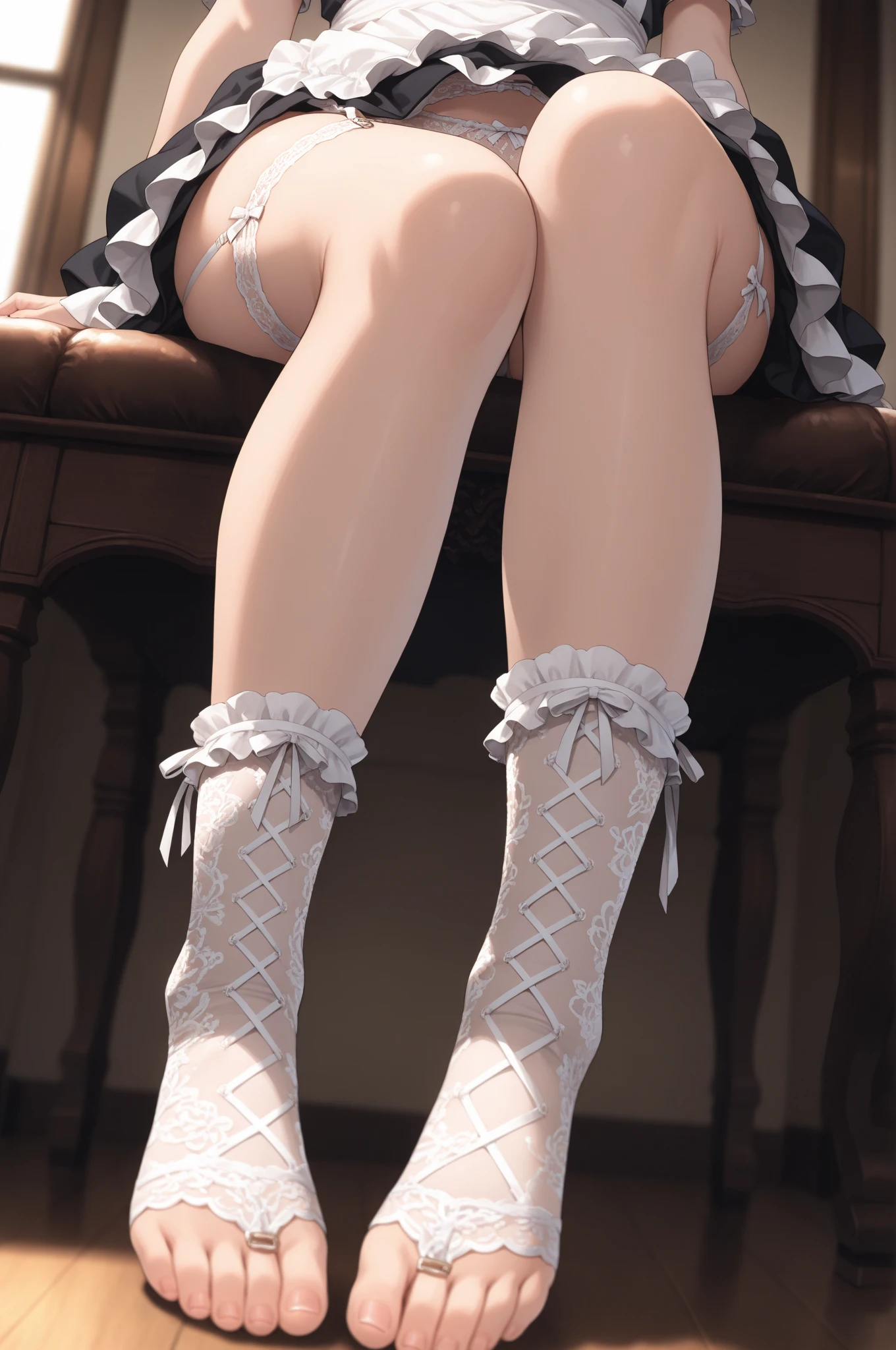 ball panties、View from below、Underpread your legs、garter belt、Knee socks、