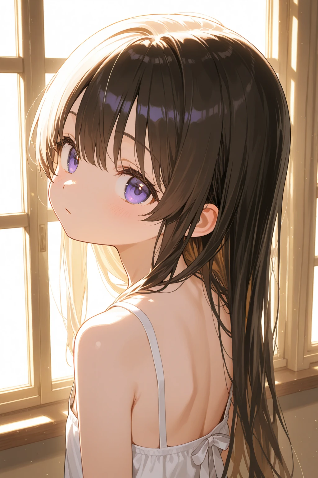 kanaotsuyuri, kanao tsuyuri, Black Hair, butterfly, butterfly hair ornament, (Purple eyes:1.1), side ponytail, ponytail,
Upper body naked, topless, Bare Chest,,
break looking at viewer,
break indoors, classroom,
break (masterpiece:1.2), Highest quality, High resolution, unity 8k wallpaper, (figure:0.8), (Beautiful attention to detail:1.6), Highly detailed face, Perfect lighting, Highly detailed CG, (Perfect hands, Perfect Anatomy),Having her breasts massaged from behind, Displeased face, resist
