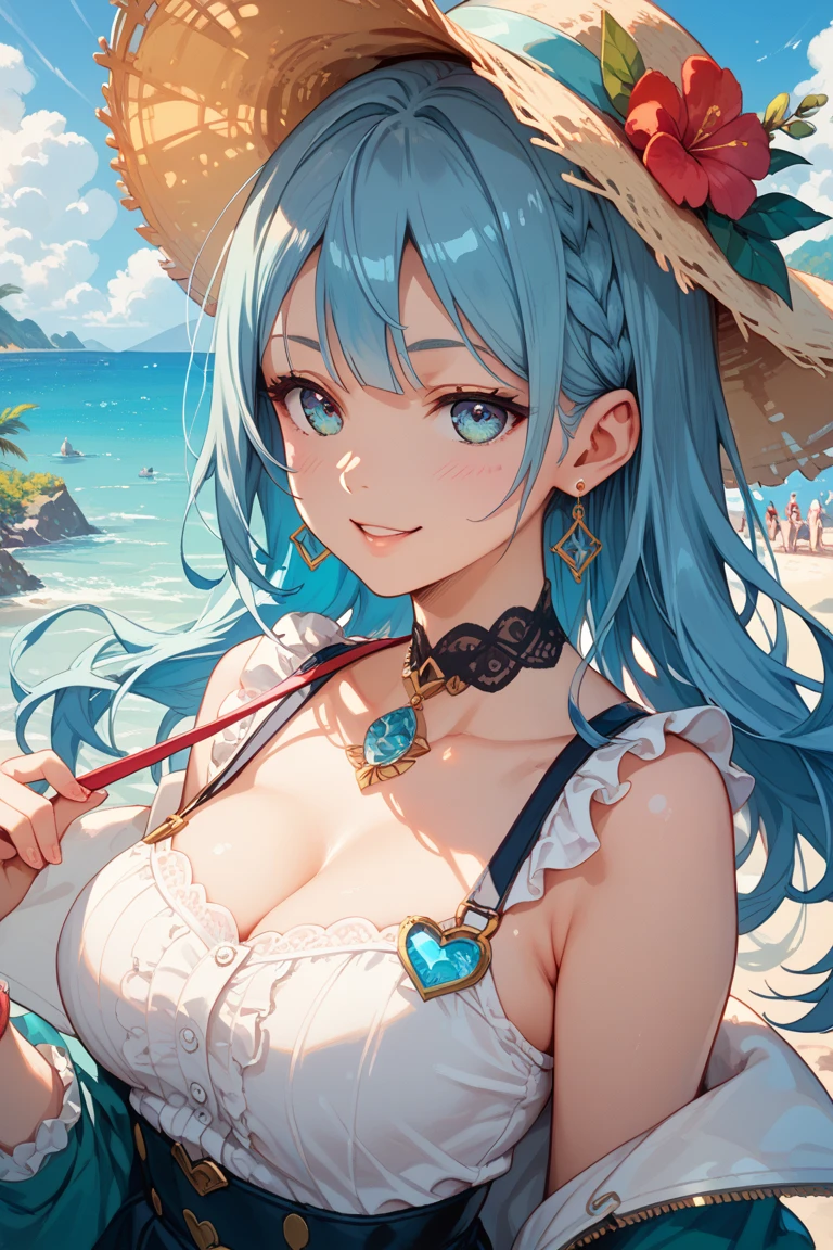 nahida genshin,Cute style,Antique clothes,Ocean park,Poster publicity style,Pose,Simetall,C cup,Happy expression, detailed face, detailed eyes, detailed eyes, detailed face, detailed hands
