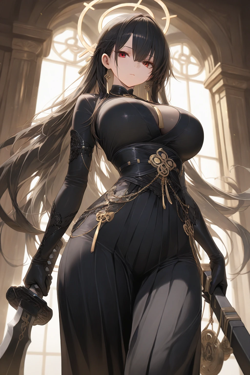 1girl, anime, cute girl, blank background, white background, fantasy, detailed dark fantasy dress with highlights, beautiful face, beautiful eyes, dark colors, black hair, twintails, green eyes, medium breasts, slight cleavage, beautiful skin, cute, breast curtains, extremely delicate and beautiful, (beautiful detailed face:1.0), (detailed deep eyes), symmetrical breasts, deep eyes, shiny skin, portrait, slender waist, hips wider than shoulders, thighs, young girl, expressionless