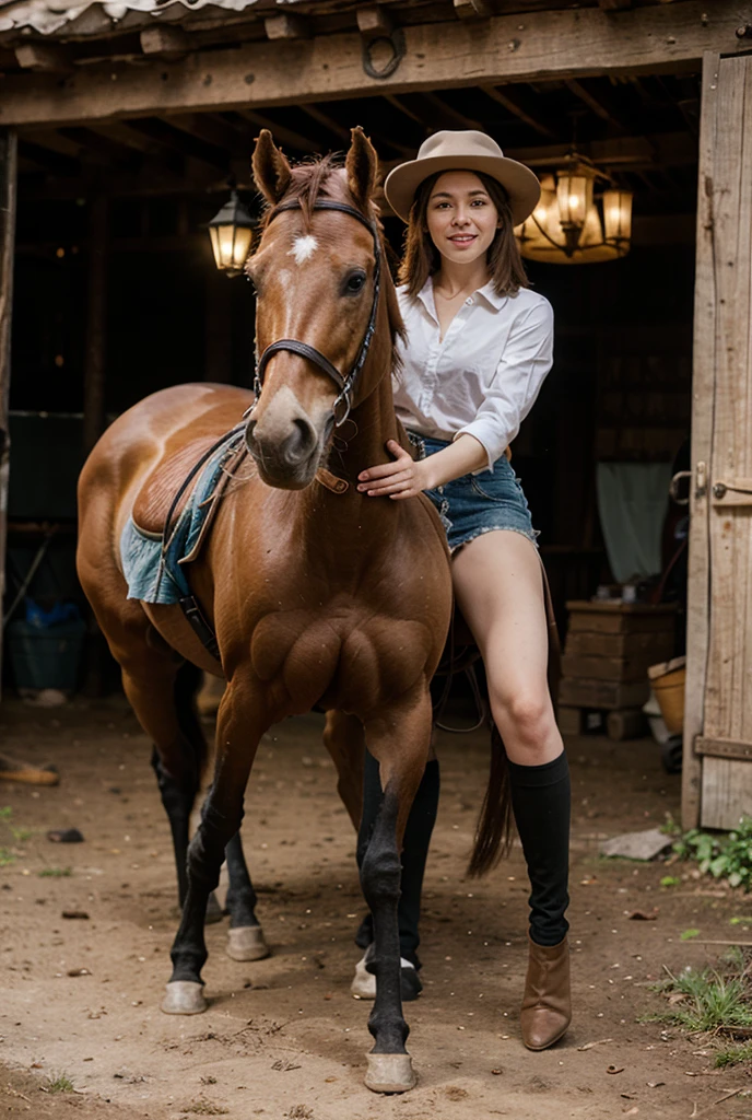 A beautiful face girls horse riding 