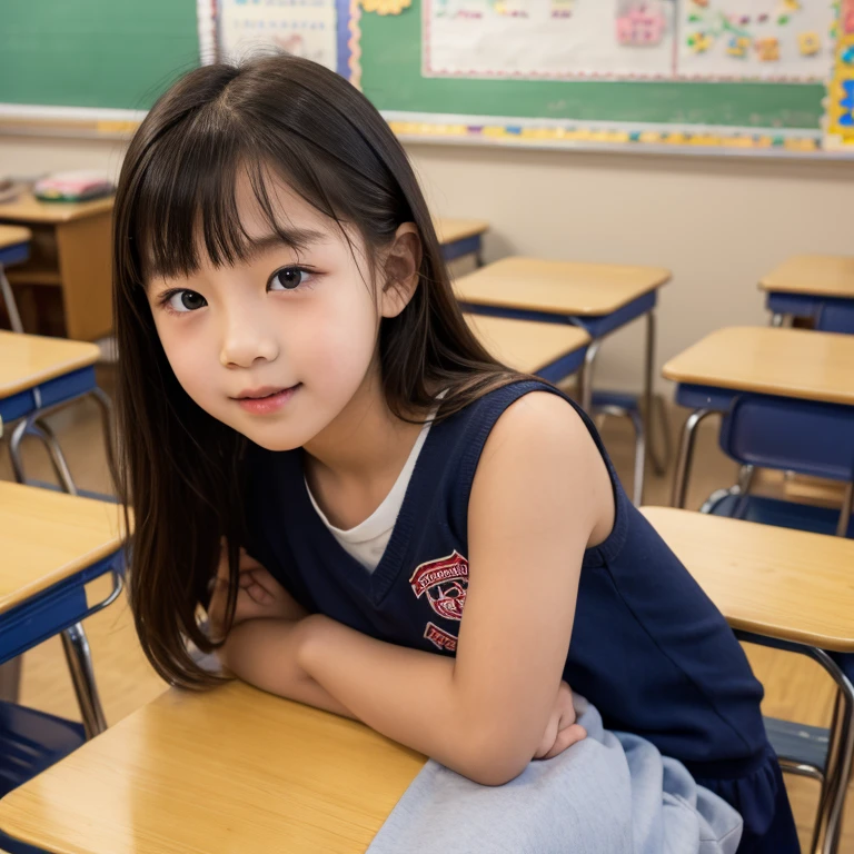 Tabletop, Highest quality, 8K, (8-year-old, 10th Generation, Primary school students,young face,young:1.5),RAW Photos, Absurd, Award-winning portraits, smile, blush,alone, (night:1.8), Idol's face, Delicate girl,Delicate body, Off-white micro bikini