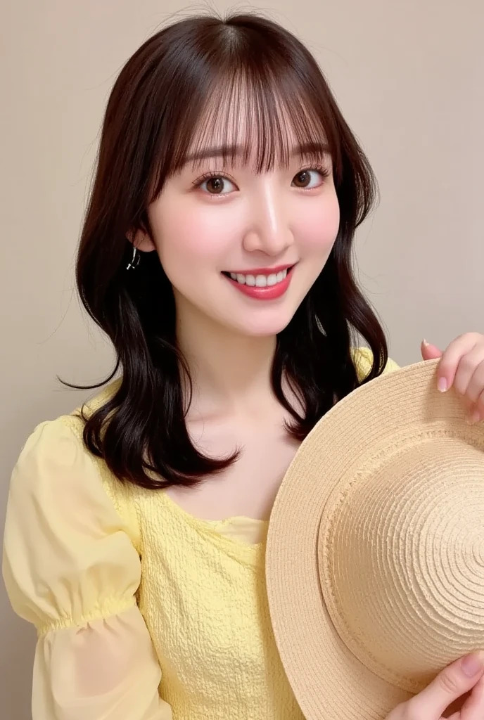 215 Short Hair, 20-year-old woman, A kind smile, Floral