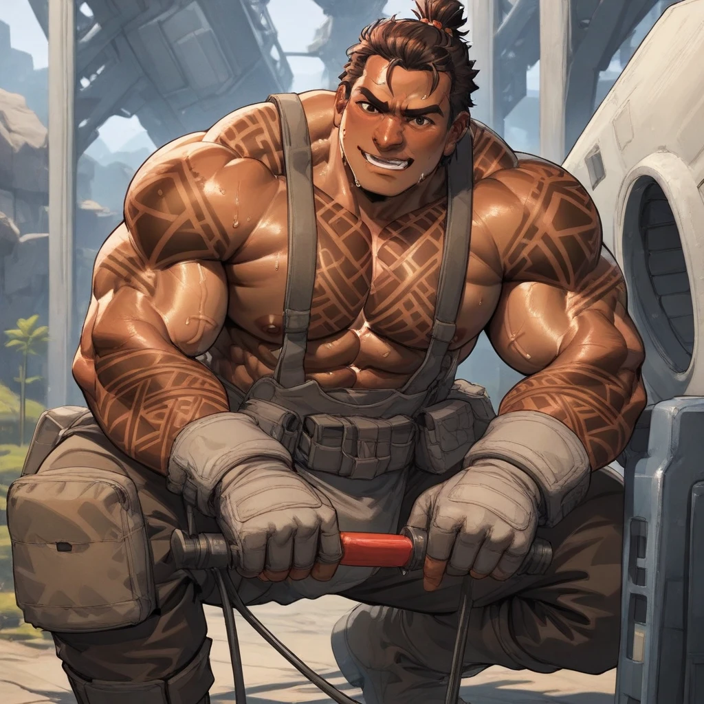 burly virile hairy werelion, in a suit of armor, a himbo muscle daddy, middle-aged , hirsute, overmuscular and musclebound, bulging veiny muscles, a warrior's build, a bodybuilder's physique, long bushy and a thick mustache, a square jaw, handsome and dreamy, grey hair, a knight clad in full armor