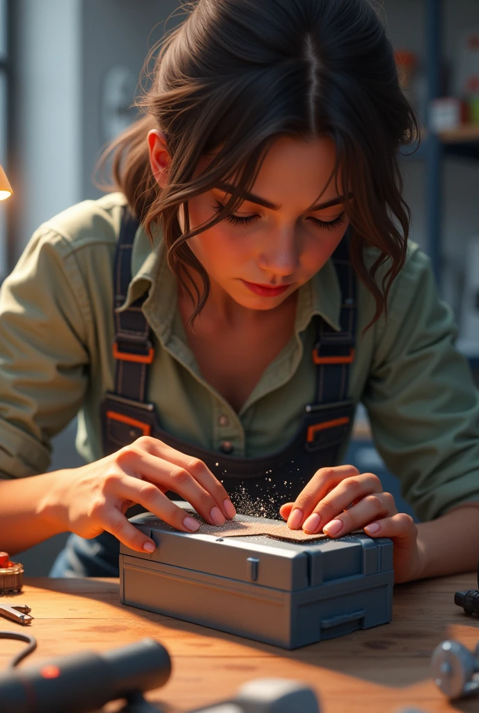 (best quality,4k,8k,highres,masterpiece:1.37), ultra-detailed, (realistic,photorealistic,photo-realistic:1.5), pixel art, (aerial view), (top down perspective), cbpkv5, (the focal point is one woman pulling a video game cartridge out of a futuristic treasure chest full of retro video game cartridges:1.6), (the woman is looking down:1.5), (Futuristic treasure box), (The woman is looking inside the treasure box:1.6), (The scene unfolds inside a mystical cavern:1.4), mecha, (dynamic angle:1.4), (The woman has short pastel-red hair:1.6), (fantasy and sci-fi mixed:1.5), holographic glitch effects floats around the woman, vibrant colors, (A purple glow emanates from inside the treasure chest), glowing lights, (abandoned machinery), (there are old video game cartridges and consoles on the background), mystical creatures, pixelated details, (there are crystal formations spreading on the background), (futuristic technology), (ancient artifacts), mystical energy, vibrant retro aesthetic, atmospheric lighting, hidden passages, ancient ruins, mysterious symbols, shimmering water, lush vegetation, interdimensional portals, ethereal music, nostalgic atmosphere, immersive storytelling, epic adventure, delightful surprises.