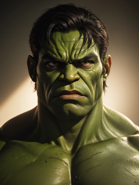 portrait of a hulk, head and shoulders portrait, semi-realistic, soft light, cinematic, detailed, high quality, dramatic atmosphere