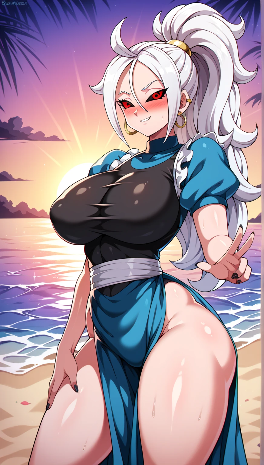 score_9, score_8_up, source_アニメ,Silver Hair,Center-parted bangs,long hair,very big breast,Eyes closed,smile,((1girl)),shiny skin,Heavy breathing,Lewd,Erect nipples,gloves,latex,High leg,Expose,front view,Ninja,Armpit Show,Sweaty