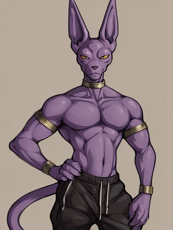 Lord Beerus, femboy, wide hips, big ass, bunny outfit, sitting on both knees