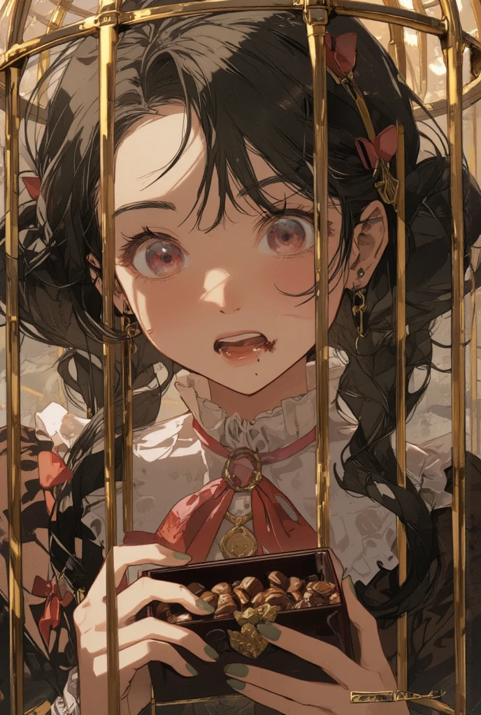 (extremely detailed CG unit 8k wallpaper, masterpiece, best quality, ultra-detailed), (best lighting, best shadow), 45 year old Spanish woman, mature, square face, wearing 1 red rose on necklace neck, wearing black lace dress with red, golden earrings, features like a maria padilla, (highly detailed skin: 1.2), medium brown loose hair with lights