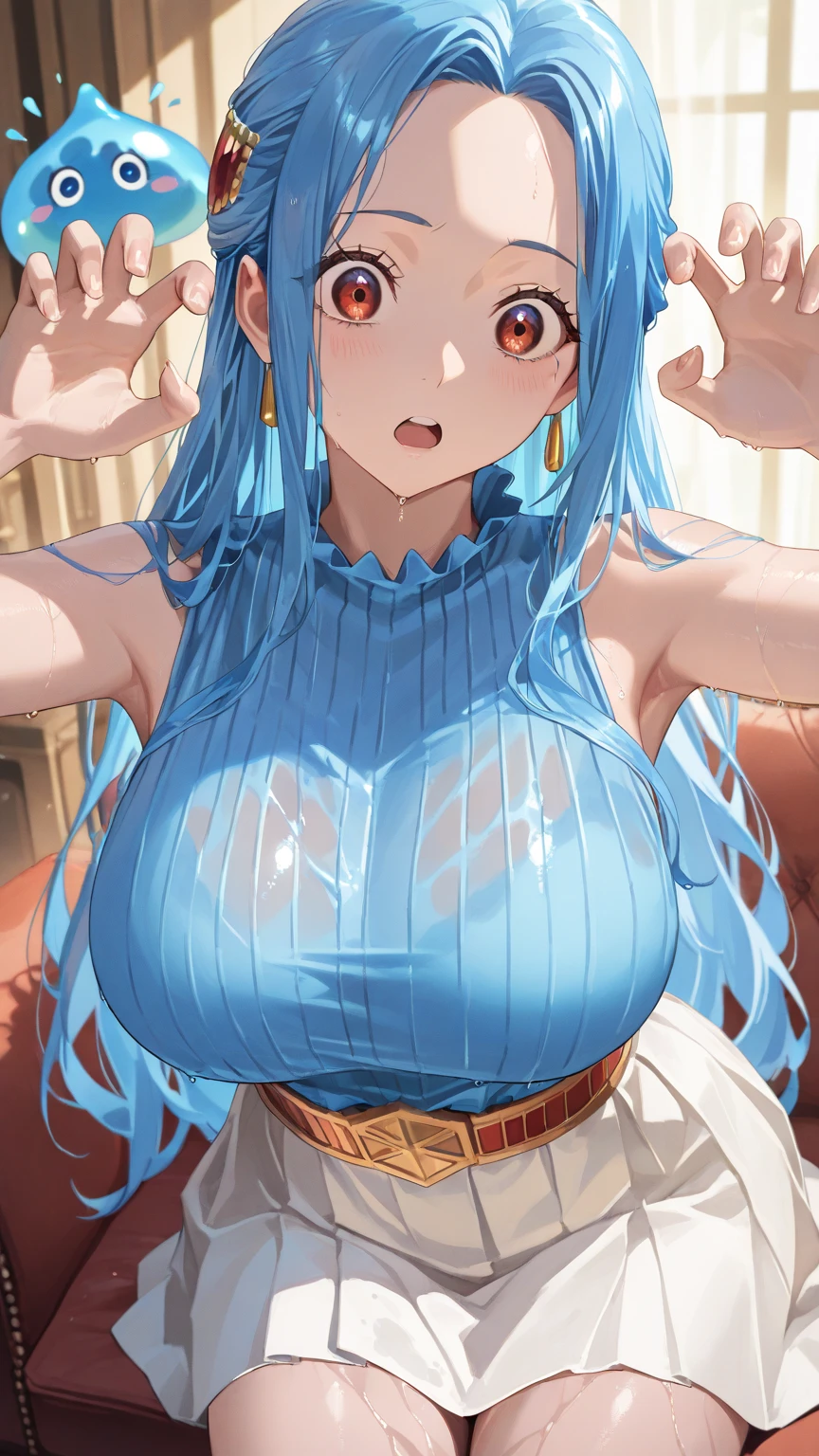 Black,1woman,dq,flora,(Ultra-high resolution),Sharp focus,(Super detailed,Very detailed),(Very detailed CG unity 8k wallpaper),(((Vibrant colors))),
((Highest quality)),Sharp focus,Perfect Face,{best illustration},((complete ???????)),(Huge hips:1.1),(Huge breasts, Glamour:1.1),
Official Art,((Detailed body)),(Detailed face)), cute,??????,Bold,(complete ???????),Perfect Fingers,
very shiny 肌,Shiny body,plastic glitter 肌,exaggerated shiny 肌,illuminated 肌,
(Realistic eyes,Perfect Fingers,Beautiful Eyes,Symmetrical eyes, Natural skin texture, Realistic facial details),
Blue Hair,long hair,hair bow, bracelet, choker, earrings, 
Camel Toe,(erection of nipple), wearing slingshot swimsuit,
(The view is from very close below:1.5), Pushing hips forward, arms behind back, (breast focus), smile,Open your mouth,
embarrassed, slut, Mountain Inn,Wooden bed, (upper body:1.2),