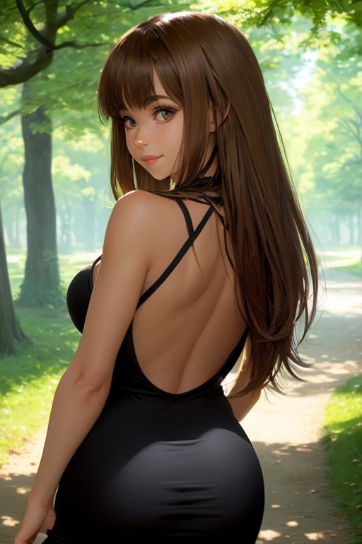 high resolution, ultra-sharp, 8k, Masterpiece, Mizuhara Chizuru , looking at the viewer, Photography from behind, thick ass, wearing black underwear, seductive smile, beautiful face, ashamed, ashamed, hands on the