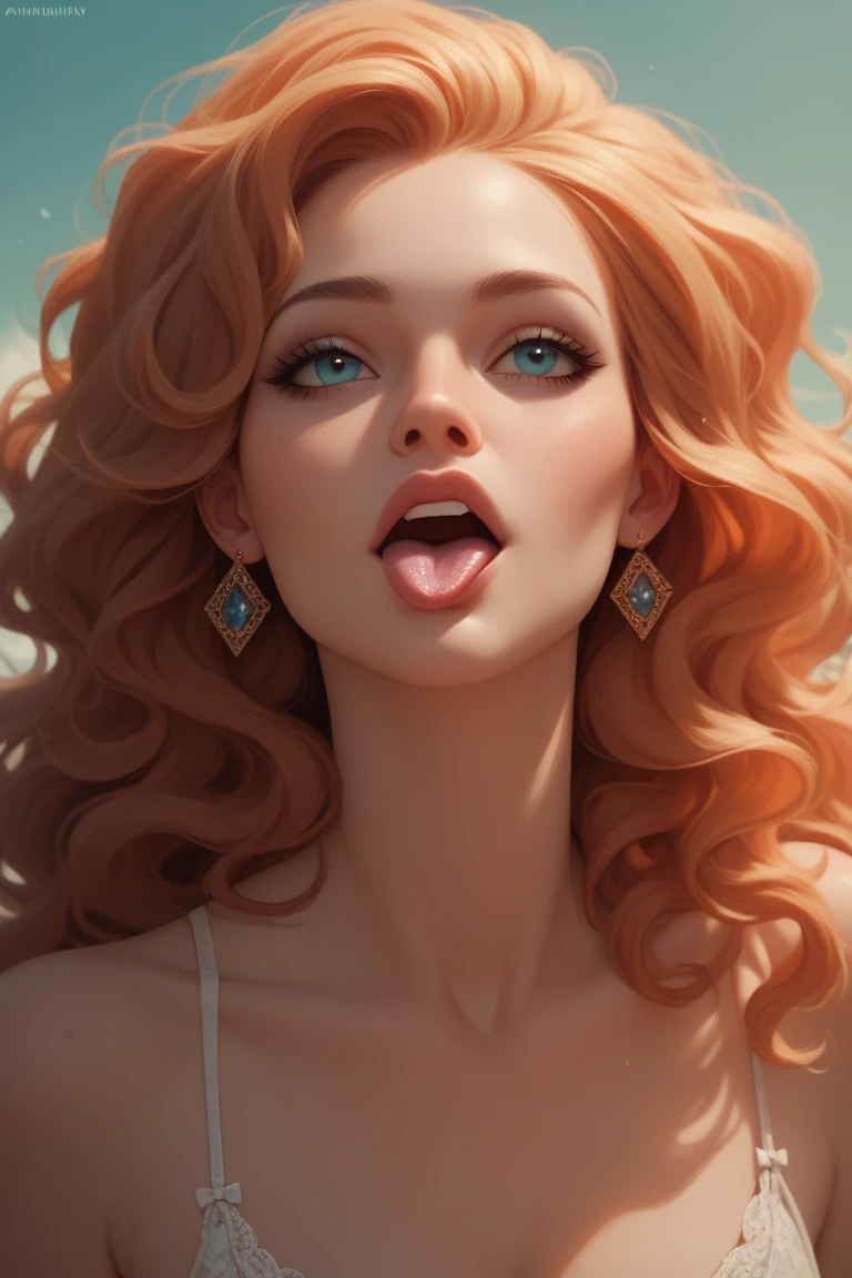 photo awarded best quality masterpiece upper body woman freckled face blonde hair blonde blown by wind emerald eyes strapless dress modern by Jeremy Lipking by Antonio J. Manzanedo by lee jeffries Nikon D850 film Stock Photography 4 camera kodak portra 400 lens f1.6 rich colors realistic texture hyper realistic dramatic lighting unreal mechanism trend on artstation cinestill 800,  fisheye lens, kilt style, windy beach, Scottish loch, forest, ahegao, tongue out, (head back:1.4)