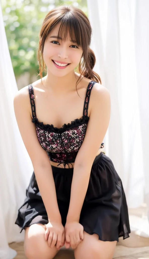 (8k, top quality, masterpiece: 1.2), (realistic, photorealistic: 1.37), super detailed, girl single, cute, solo, midnight, beautiful detailed sky, detailed café, sitting, date, (blush), (smile: 1.15), small breasts (mouth closed), beautiful fine eyes, floating hair NovaFrogStyle, back open dress