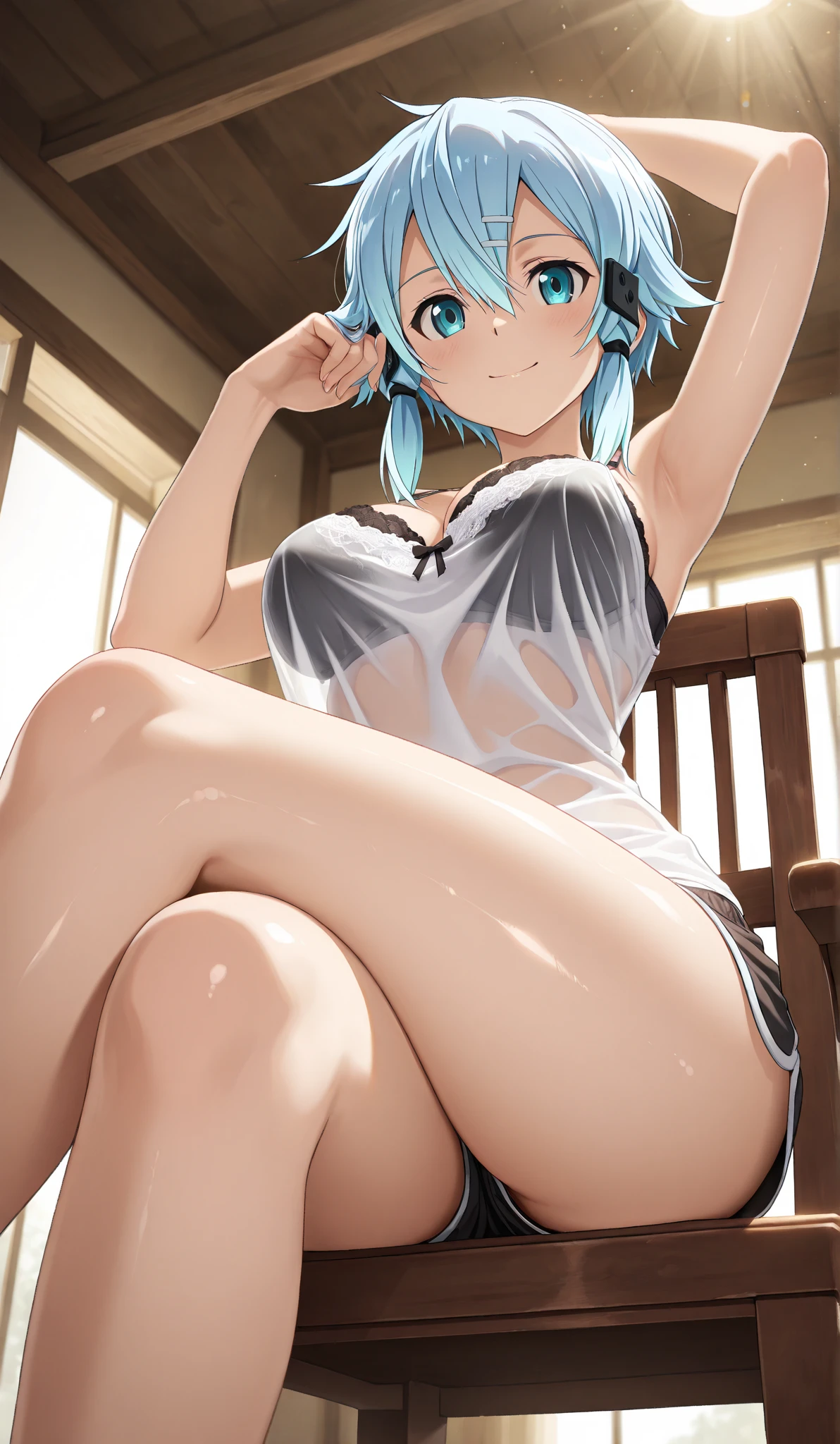 Absurd, Super detailedな,(In 8K:1.3),Masseter muscle area,(masterpiece:1.2)、(Highest quality)、4K、Super detailed、(Movement Structure:1.4)、(Shining Lights、Atmosphere lighting), High resolution, Best Quality、(One girl:1.4),Super detailedな,Bright colors、Treebreak Production Art、(Warm color light source:1.2),High-level image quality、Fine image quality、Intricate details,Volumetric Lighting,Realism BREAK、Profile、 Idol face、15 years old、Very beautiful face and eyes, Beautiful images、natural make up、 big eyes, (looking back:1.4)、 (Small breasts)、(glossy skin :1.5)、(Baby Face:1.5)、(nice butt:1.4) (kneeling:1.2)、 (white background:1.2) 、 (Delicate and detailed、ight blue hair,short hair、ponytail:1.2)、 (Delicate and detailed、White and light blue、striped panties:1.5)、(wedgie)、 orgasm face