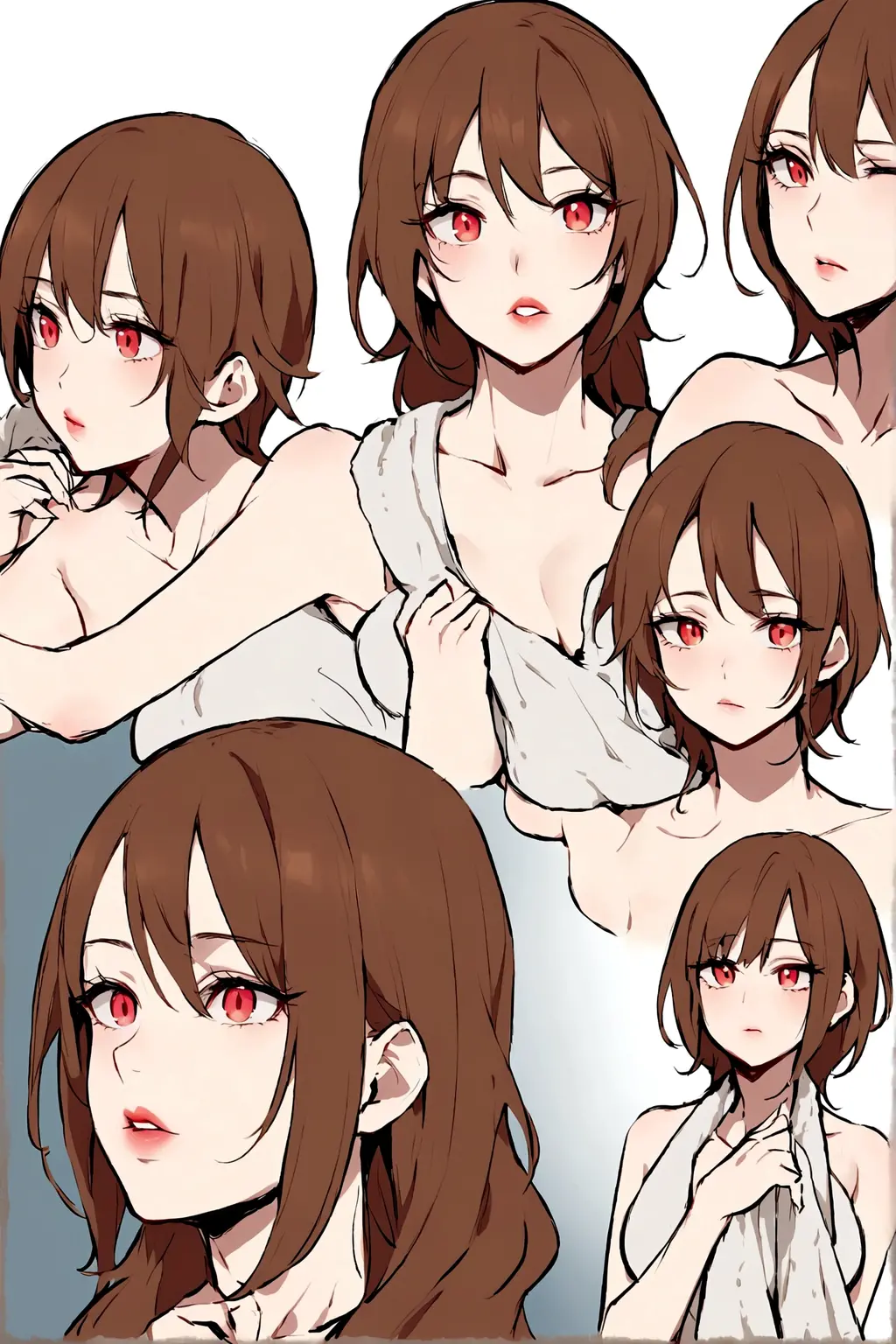 ((((completely white background)))),(((1 girl naked))),(((8K,2 thousand.))),(tmasterpiece), (((beste-Qualit))), (Ultra-detailed), (((highly detailed CG illustration))), ((Extraordinarily gentle and beautiful face)),,a 1girl,( ConceptArt) , , (tmasterpiece:1.2), (beste-Qualit:1), ((( Extremely embarrassed face))),, (((The cheeks are very rosy with bright red lines))), ((hides large breasts)) , ((Shyness Pose)),((((The eyes are drawn in the style of manga)))),(((big breastes))), ((red hair and eyes in the style of manga)) , (Detailed crotch) ((((confusion)))), (((The illusion of a comic book))), (((Comic Book Storyboard))) , (((naked ass))), ((covers his chest and groin with his fist )), ((very sad eyebrows)), ((Eyes Covered)) , (a lot of red blush on the cheeks), (Covers the groin) , (((Escape))), (((different emotions))) , ( Dmalog window)) ,((((Add the option with the best clothes)))),(((Optional Dressed Species)))